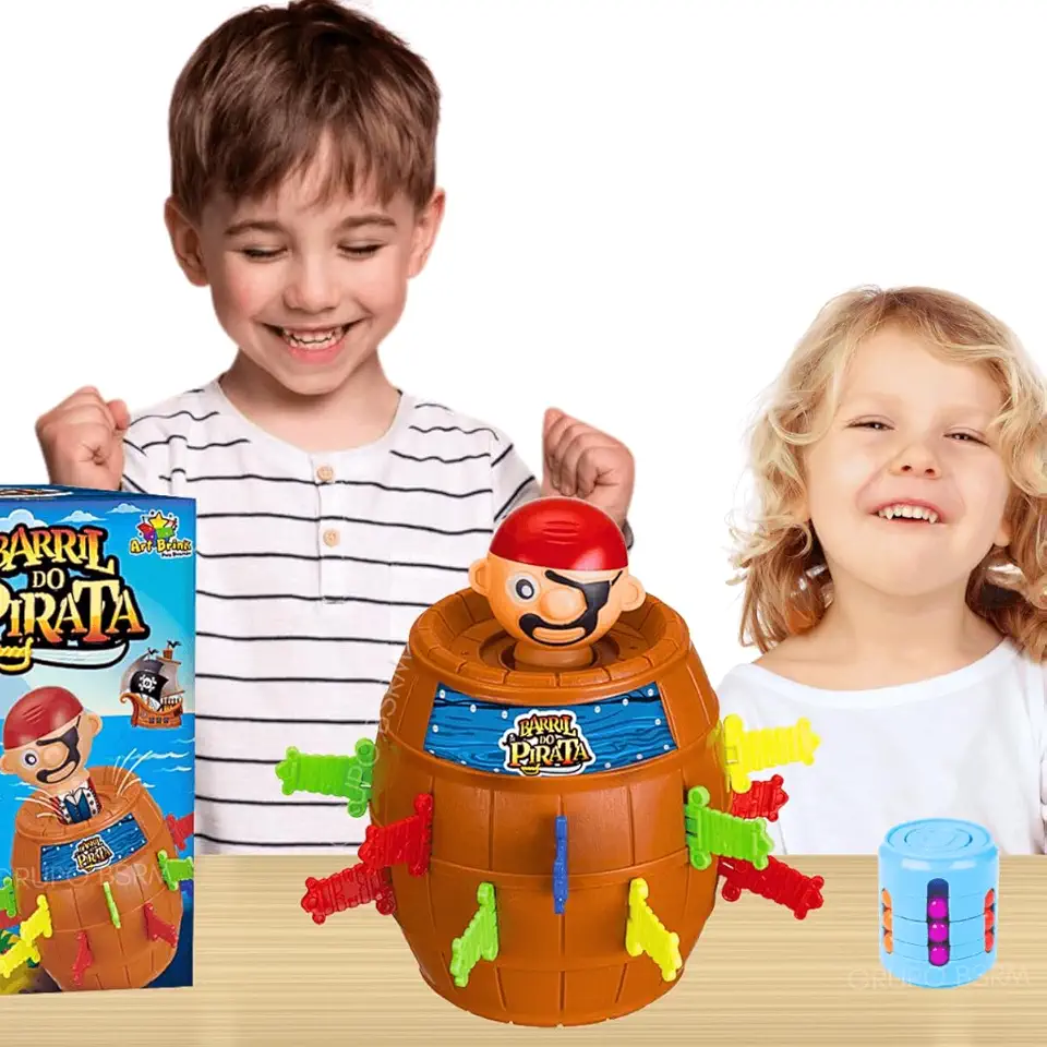 Kit Pula Pirata Barril Brinquedos de Pegadinha Para Criança 5 anos Infantil Jogo Barril do Pirata Presente para menino e menina + Cilindro Mágico Latinha Mágica Brinquedos Educativos Pegadinha