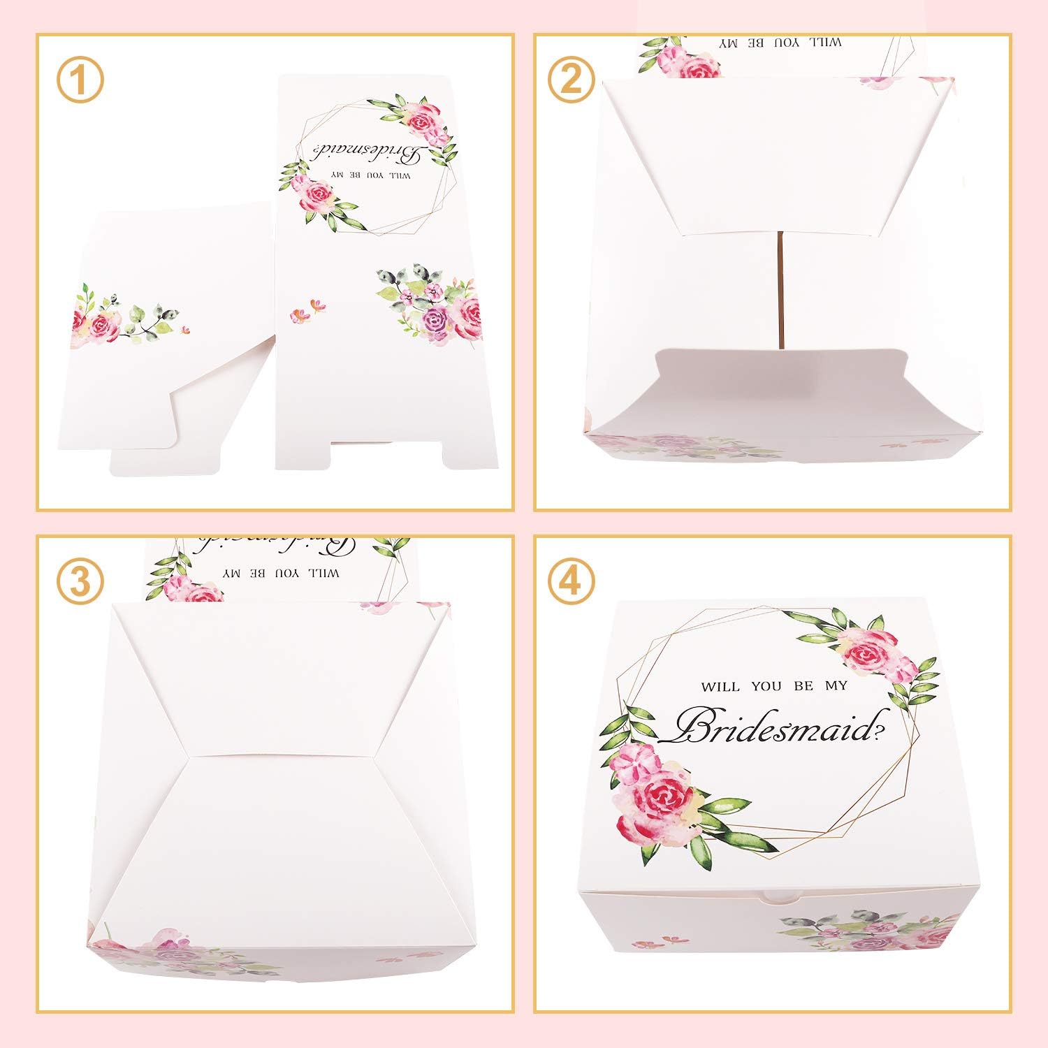 Moretoes 10pcs Bridesmaid Proposal Boxes with Ribbon, 2 Maid of Honor Boxes and 8 Will You Be My Bridesmaid Boxes for Bridesmaid Gifts
