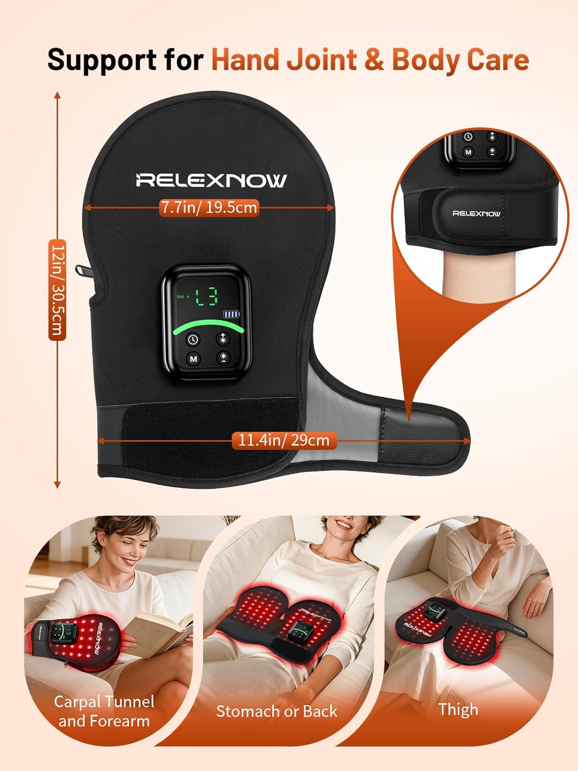 Cordless Red Light Therapy Glove for Hand, 5 Modes 5000mAh Controller Infrared Light Glove with 112 Beads, Timer & Pulse Modes, 660nm & 850nm Infrared Light Therapy Device for Hand Fingers Wrist