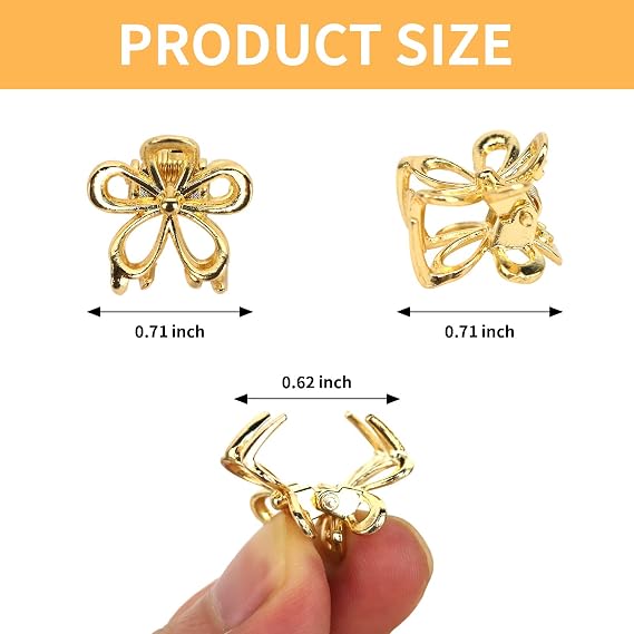 Hair Clip, 12 Pcs Gold Flower Hair Claws for Women, Mini Metal Claw Clips, Cute Hair Accessories for Women and Girls