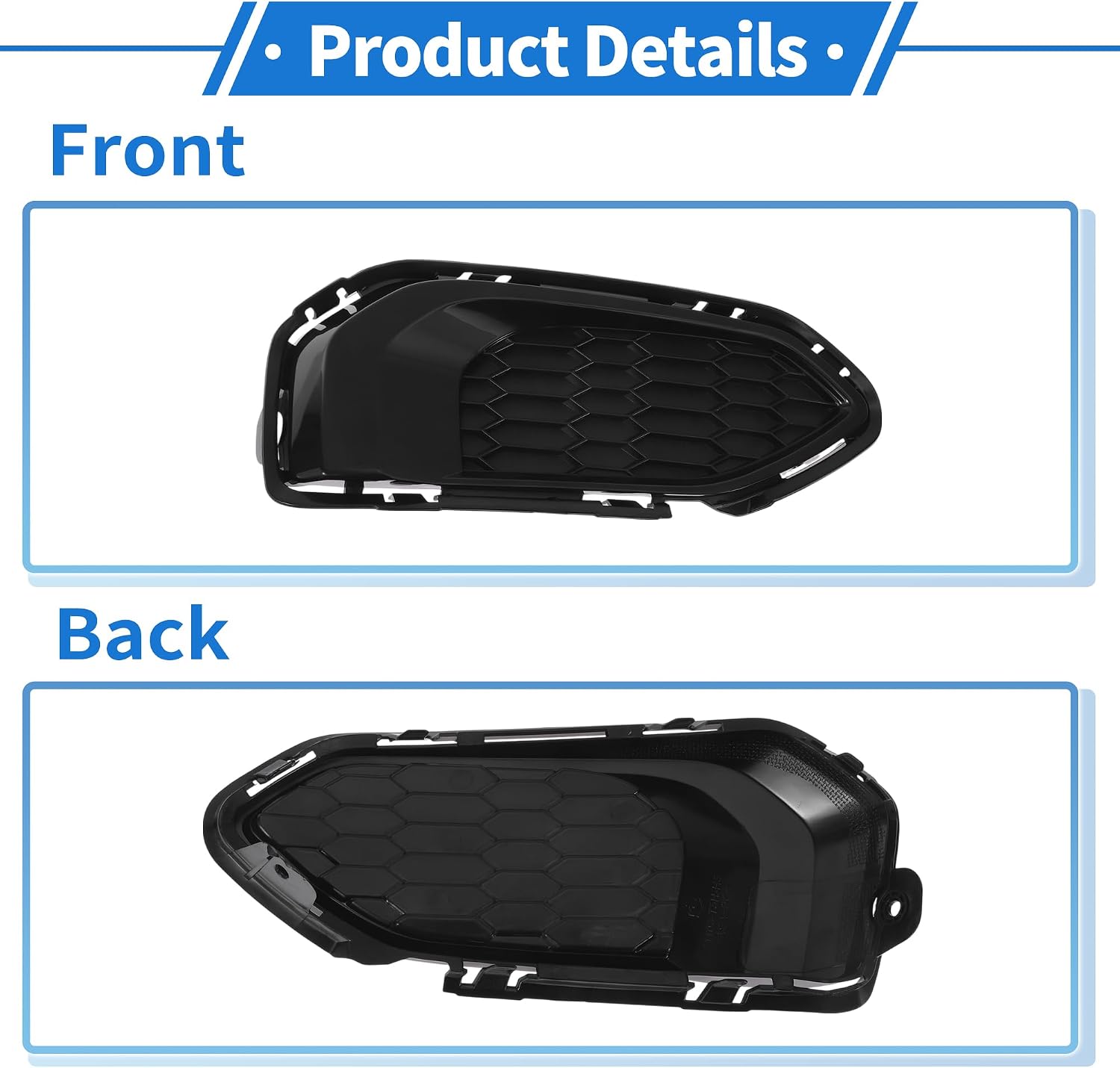 Front Left Fog Light Grill No.71108T5HH50 Front Lower Bumper Fog Light Cover Inserts for Honda Fit 2018-2019 Black ABS 1 Pc