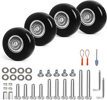 40mm Luggage Wheels Replacement with Ball Bearing, 4pcs Swivel Caster Wheels for Repair Suitcase Caster,Trolley,Travel Bag,Storage Box,Support Single and Dual Wheels Installation