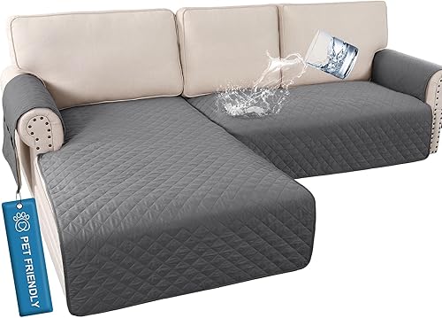 H.VERSAILTEX Fundas de sofá 100% impermeables para forma de L, seccional, gruesas y duraderas, protector de sofá para perros, fundas de sofá de 2