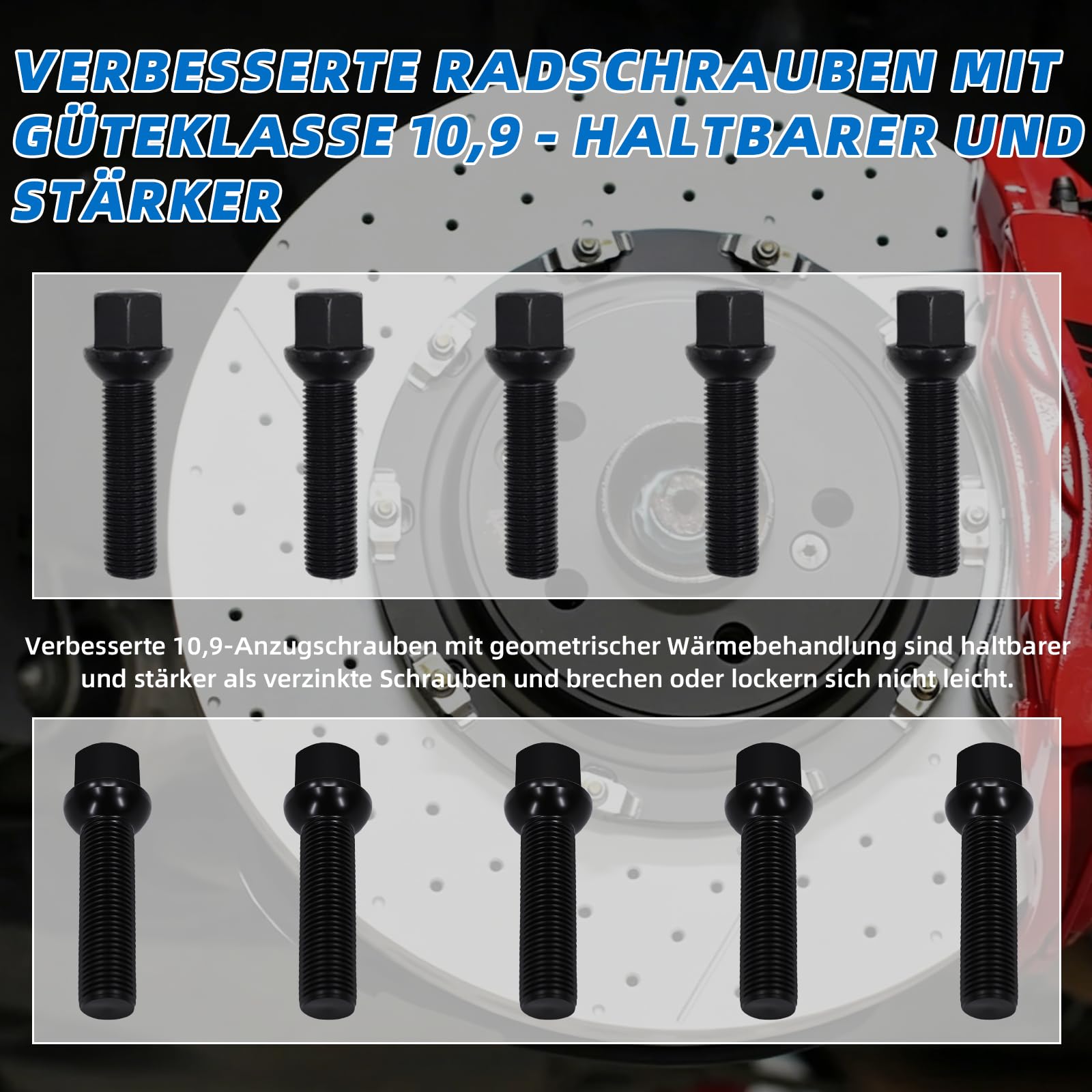 2 x 20 mm Radnaben-Distanzset 5x112 Ø66,5 für Mercedes-Benz | 40mm Spurverbreiterung für Mercedes 117/176/204/211/218. Inkl. 10 Kugelbund-Schrauben M14x1,5 (R13, 50mm). Schwarz eloxiert.
