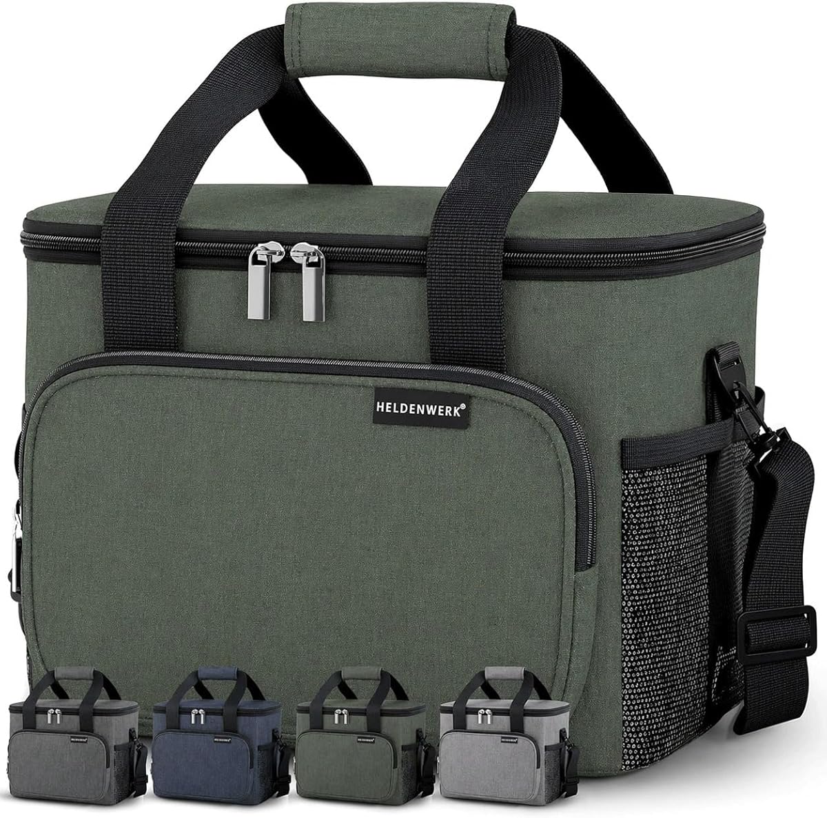 HELDENWERK® Kühltasche groß faltbar – 12h Kühlleistung – Thermotasche auslaufsicher & wasserdicht – Kühlbox, Picknicktasche, Lunchtasche, Isoliertasche mit 6 Fächern & verstärktem Boden