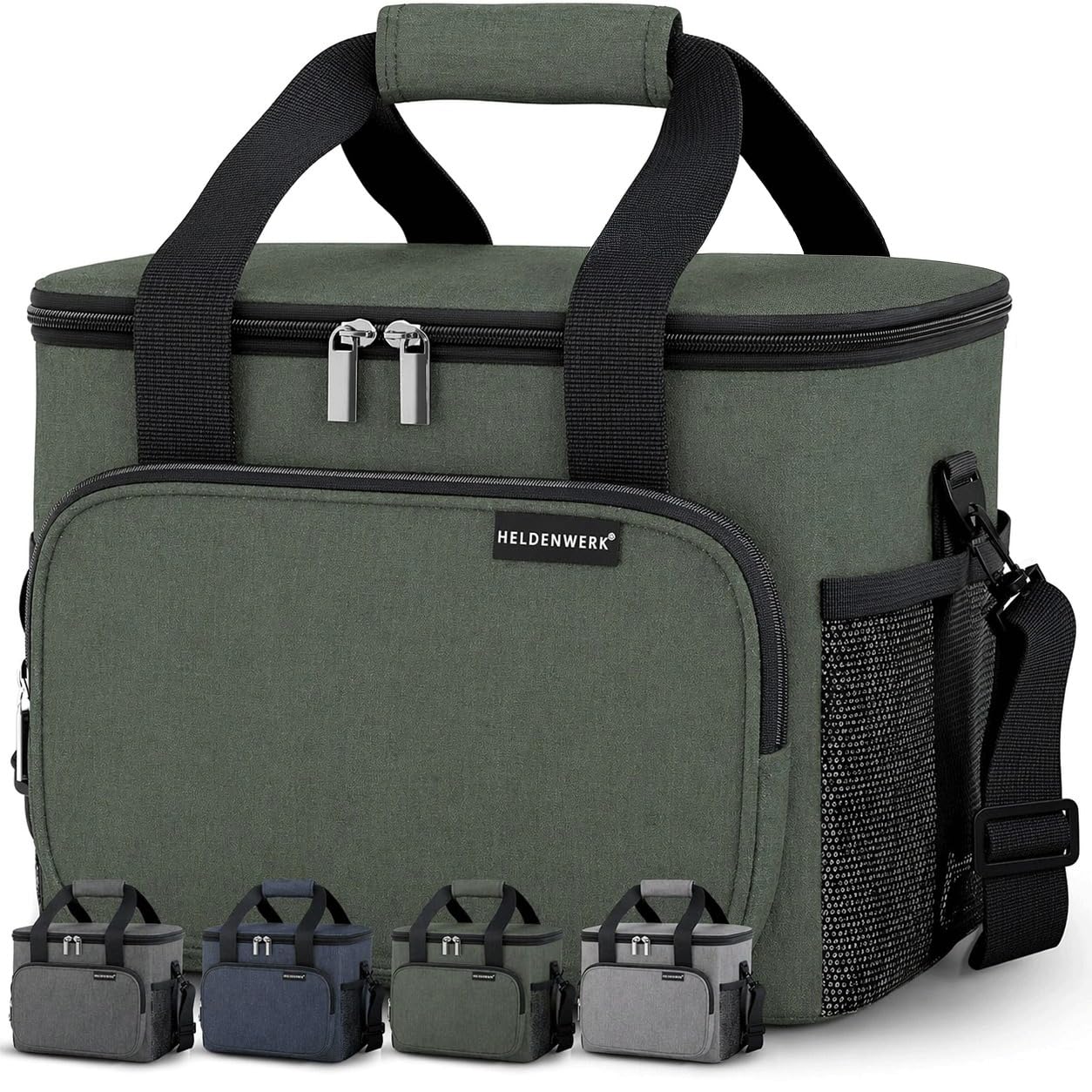 HELDENWERK® Kühltasche groß faltbar – 12h Kühlleistung – Thermotasche auslaufsicher & wasserdicht – Kühlbox, Picknicktasche, Lunchtasche, Isoliertasche mit 6 Fächern & verstärktem Boden