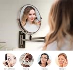 OVENTE 7" Wall Mounted Makeup Mirror with 1X/7X Magnification, Double Sided Magnifying Round Bathroom Vanity Mirror, 360° Swivel Design, Extendable and Folding Arm, Antique Bronze MNLFW70ABZ1X7X