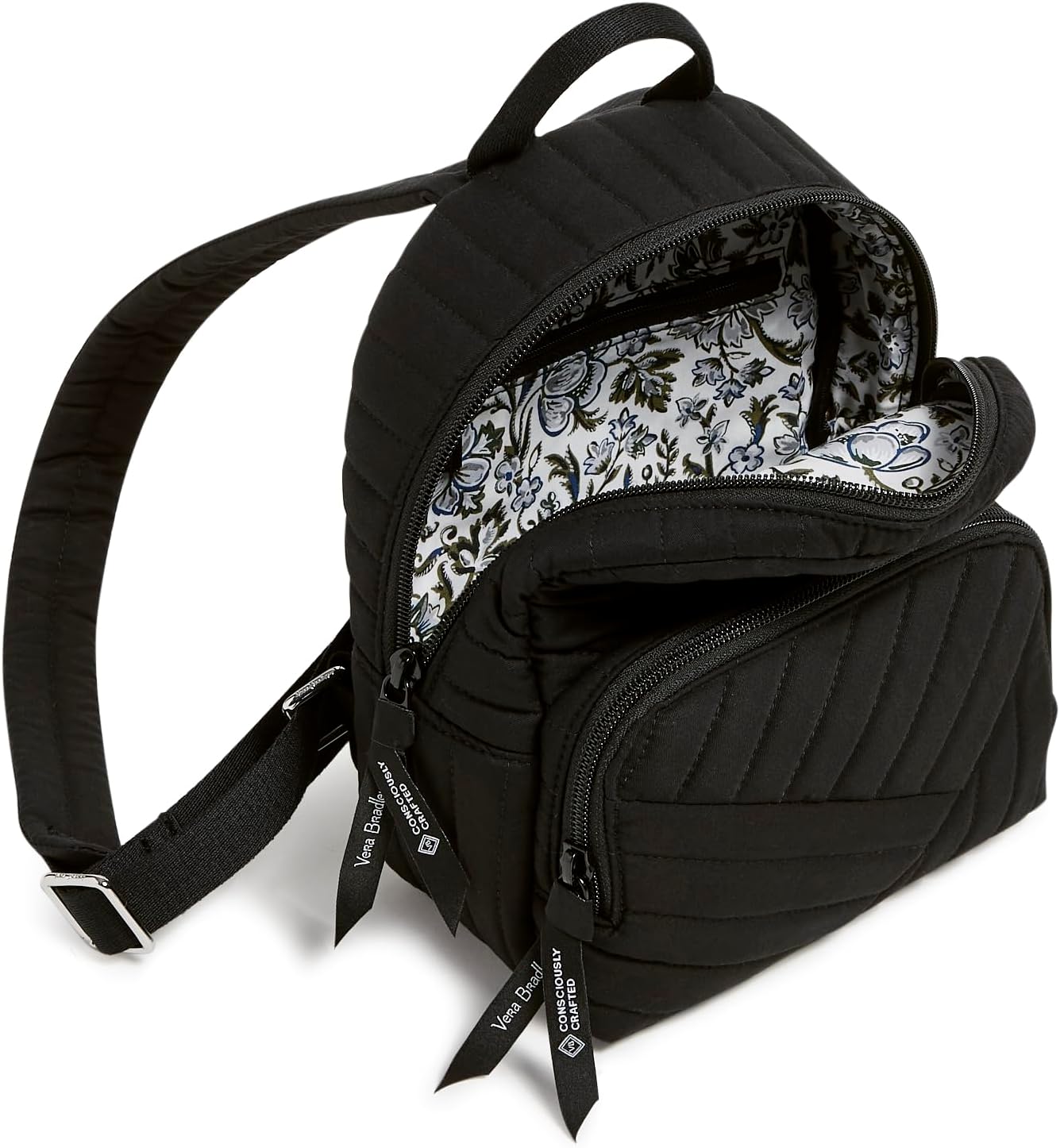 Cotton Mini Backpack Purse, Black