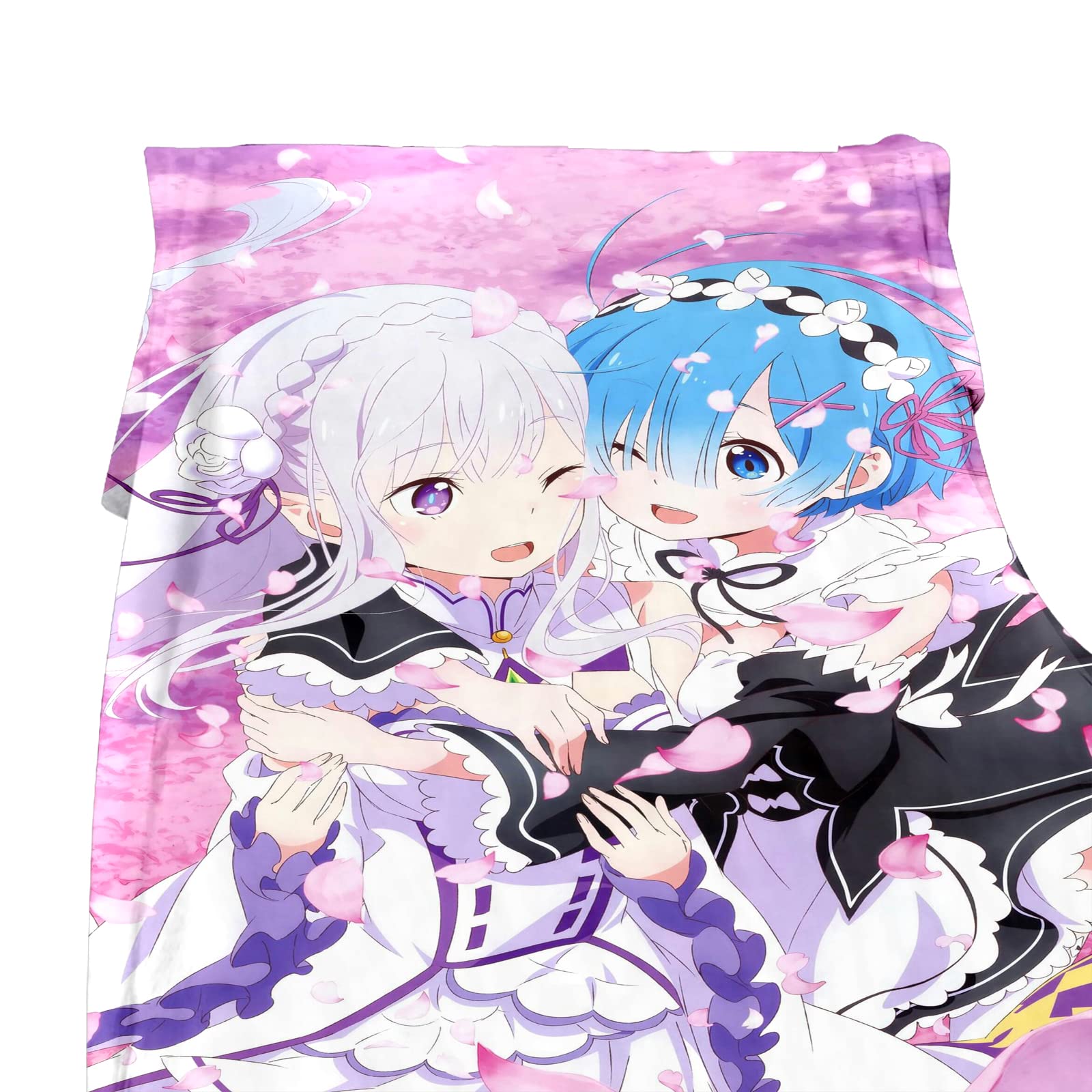 Cozy Soft Japanese Anime Throw Blankets Re:zero REM RAM,seikatsu Personalized Warm Flannel Blankets for adults,Manga Rezero Fleece Breathable Thick Blanket-80x60inch-multi4