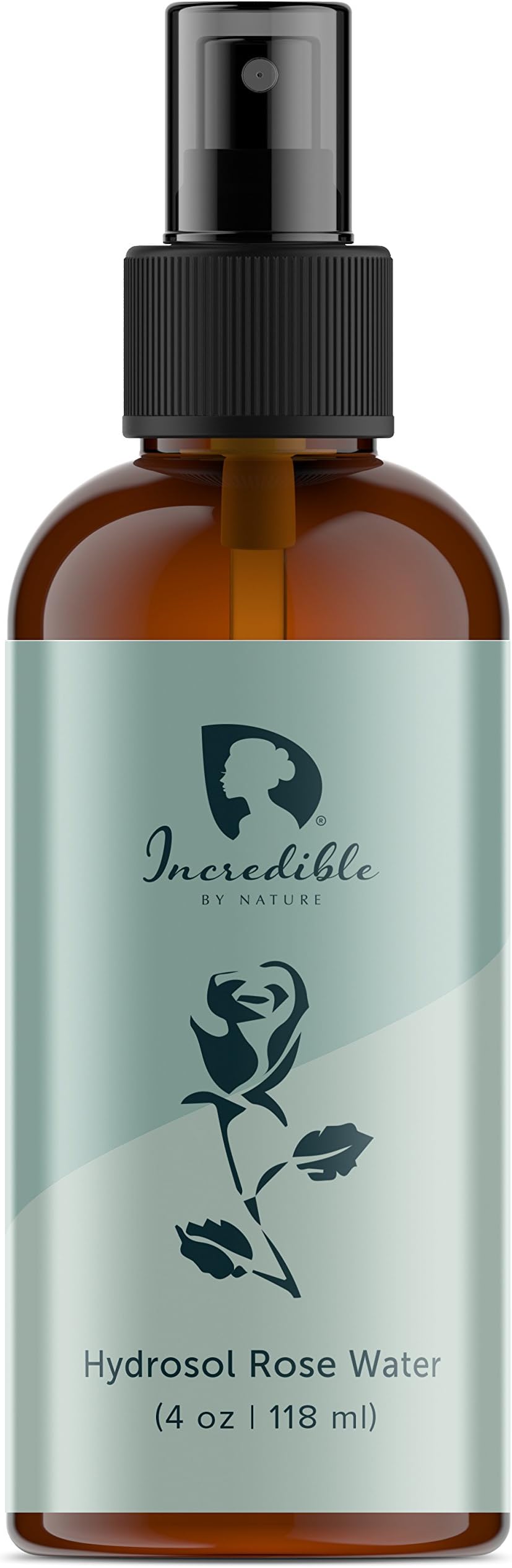 100% Pure Steam-Distilled Therapeutic Grade Organic Hydrosol Rose Water Toner For Face, Hair & Skin With Mist Spray Top (4oz) - Incredible By Nature