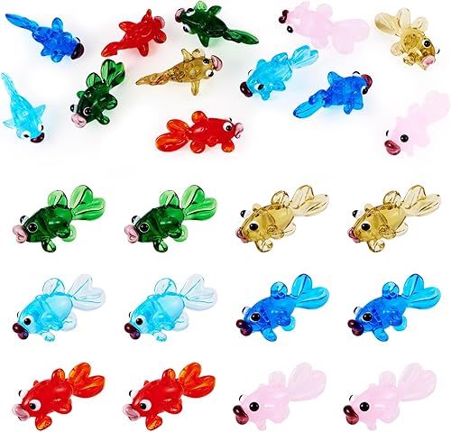 Vista 26 de FASHEWELRY - 20 piezas de cuentas de vidrio transparentes redondas de lampwork, cuentas de cristal transparente de vidrio, cuentas de lampwork