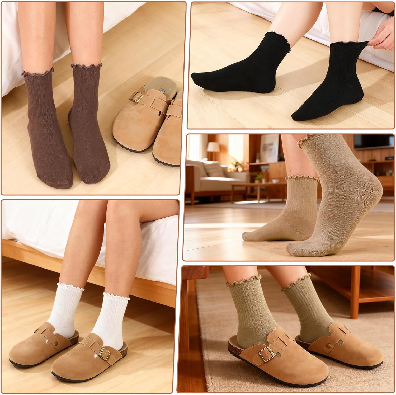 Ruffle Socks for Women, 6/10/15 Pairs Frilly Crew Dress Socks, Cute Breathable Ankle Sock for Sneakers, Boots Flats - Image 7
