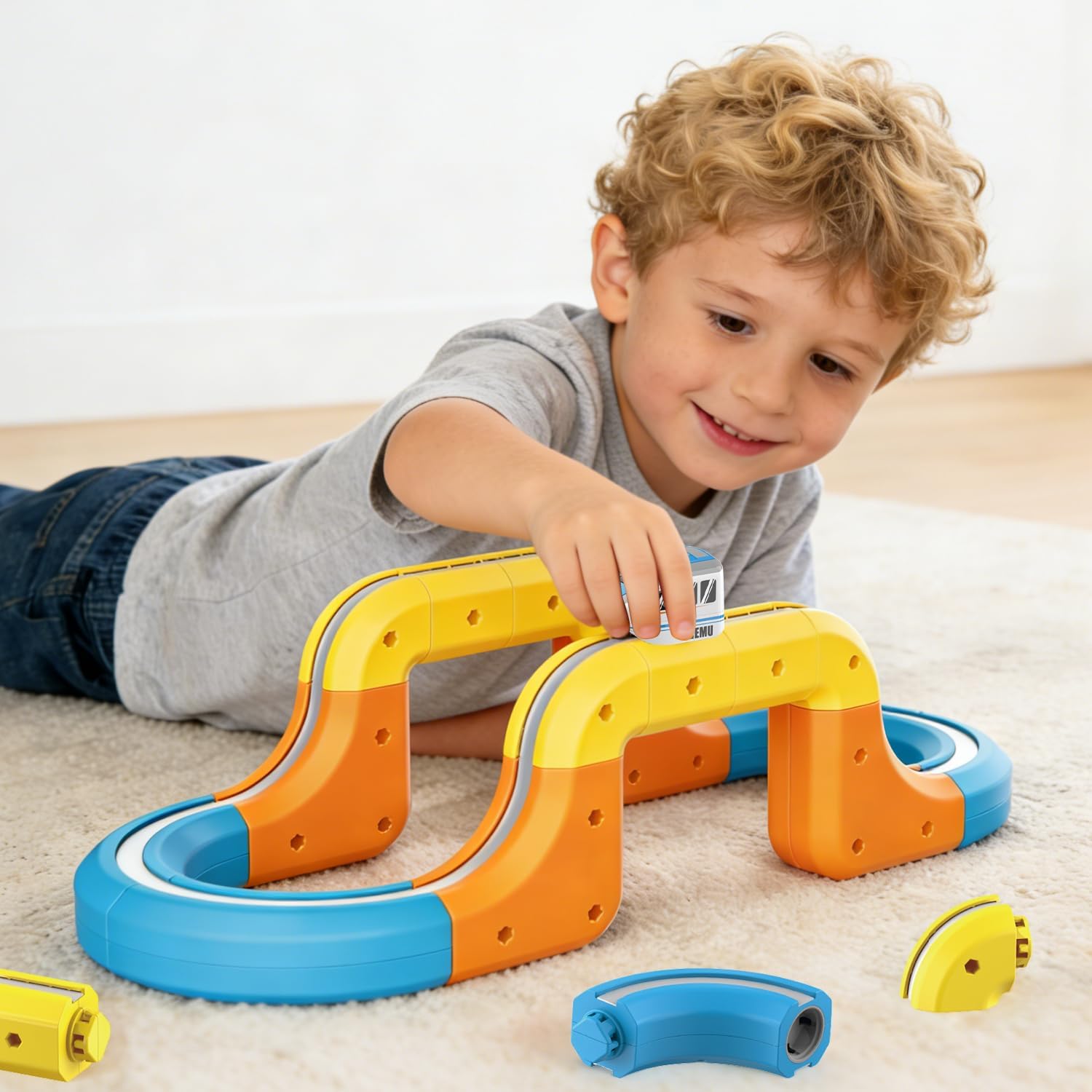 TIALLOW Magnetic Train Toy Gifts for Kids Age 3 4 5 6 7,Magnetic Electric Train Set for Toddlers 3-5,Birthday Gifts for Boys Girls 4-7 Years Old(Blue-18PCS)