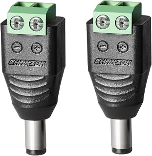 CHANZON 10 Pcs 12V DC Power Jack Male Connector 5.5 mm x 2.1 mm Barrel Plug for CCTV Security Camera Cable Wire Adapter