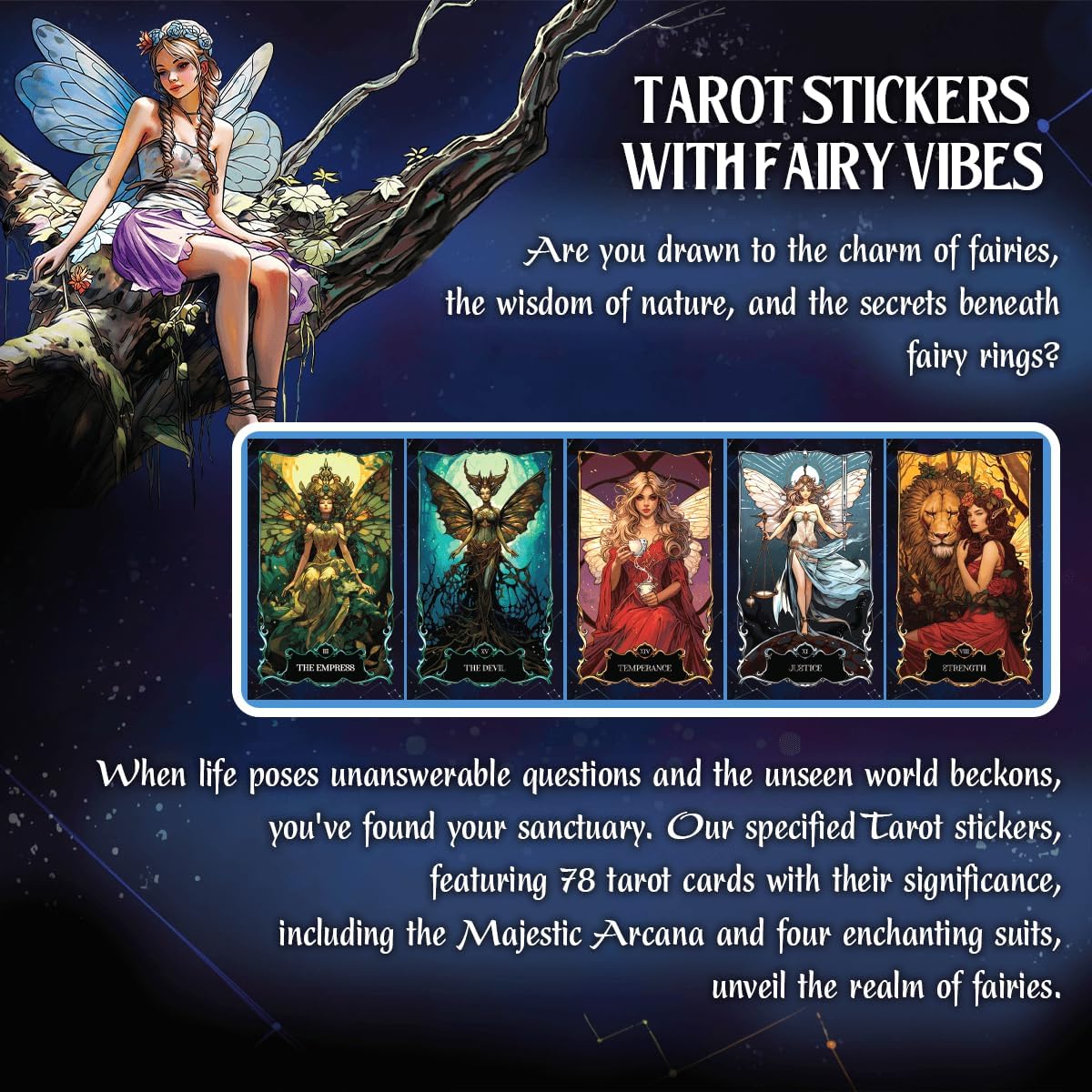 Pack 80 Pcs Witchy Astrology Fairy Tarot Card Stickers for Journaling Water Bottles Laptop Scrapbooking Teens Girls Boys Adults Waterproof Aesthetic Sticker Small Vinyl Decals image 4