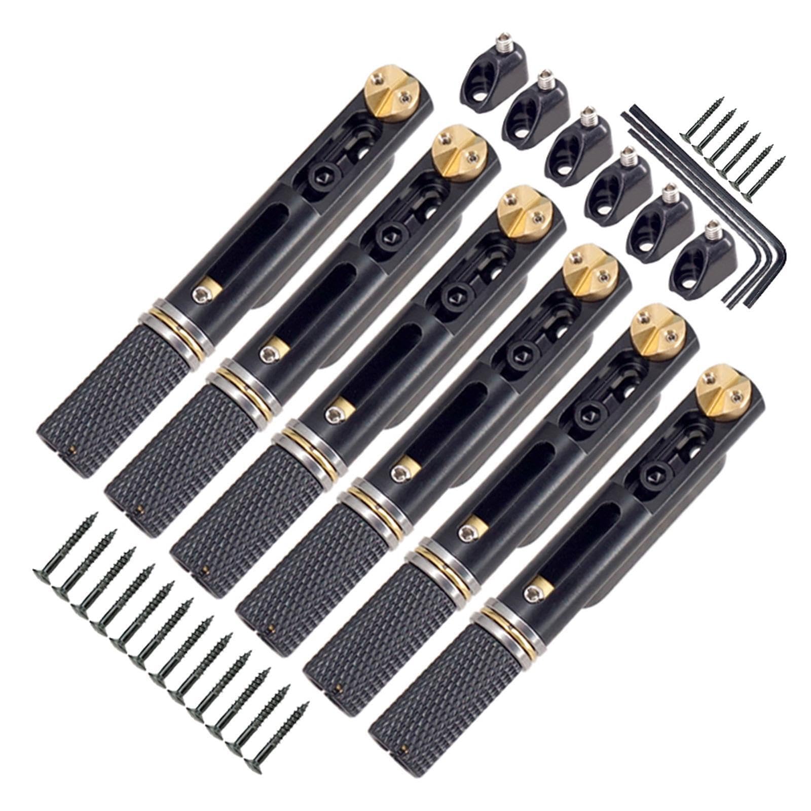Ponte per chitarra acustica a 6 corde realizzato in robusto metallo che migliora le prestazioni della chitarra supportando al contempo una lunga durata. Ponte senza
