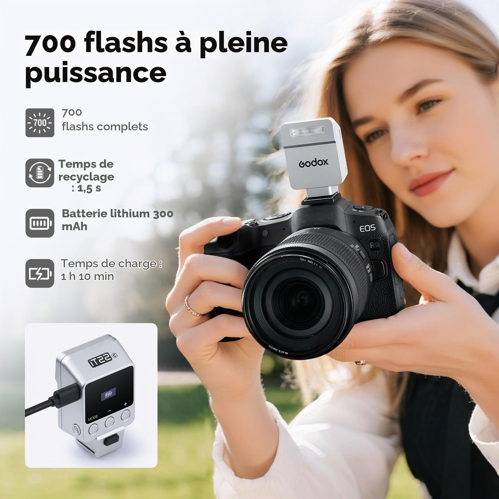 Godox iT22-C Petit Flash pour Canon, Mini Flash TTL avec Écran Intuitif