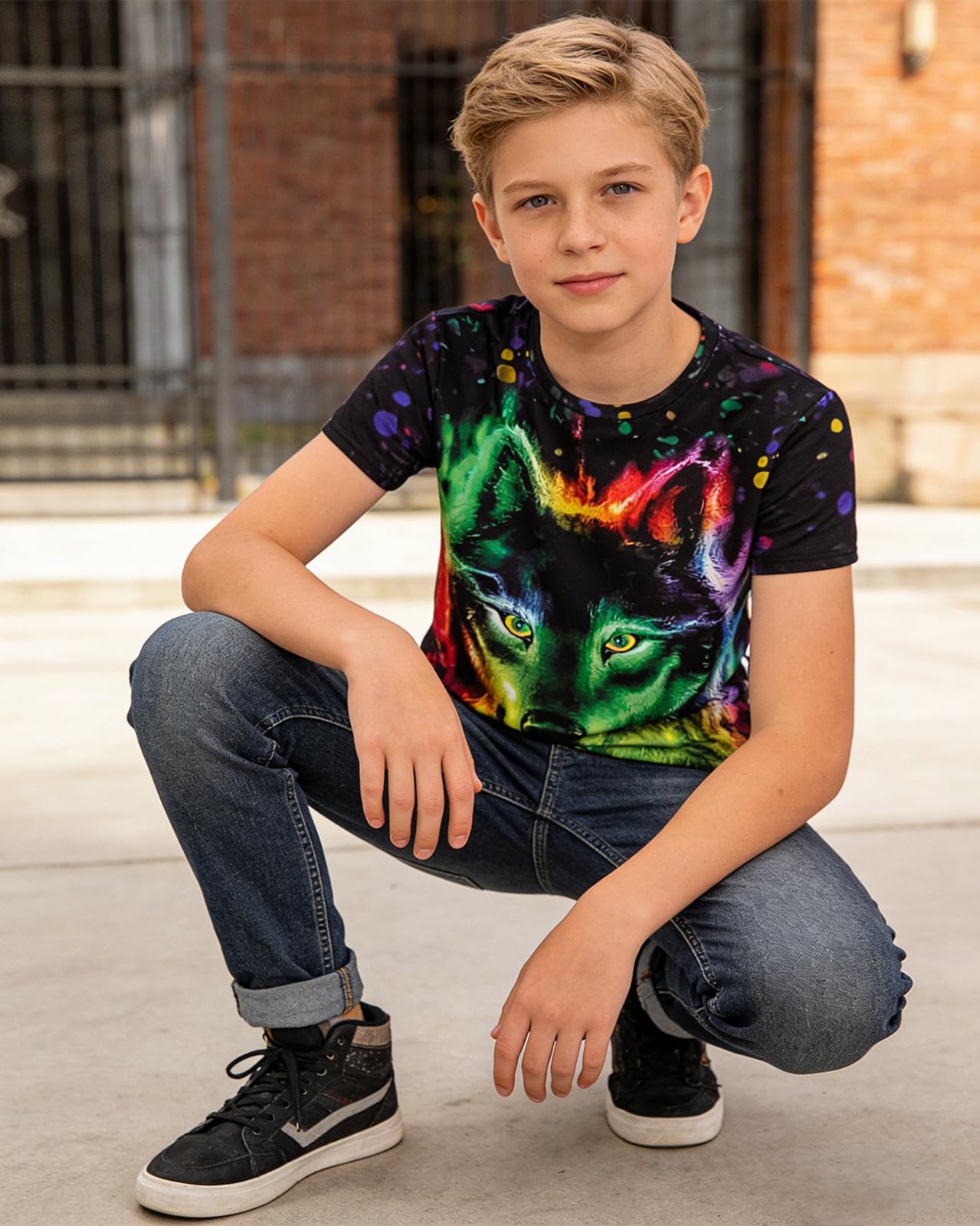 Boys 3D Print T-Shirts Girls Summer Colorful Design Graphic Tee Kids Crewneck Short Sleeve Causal Tops - 3