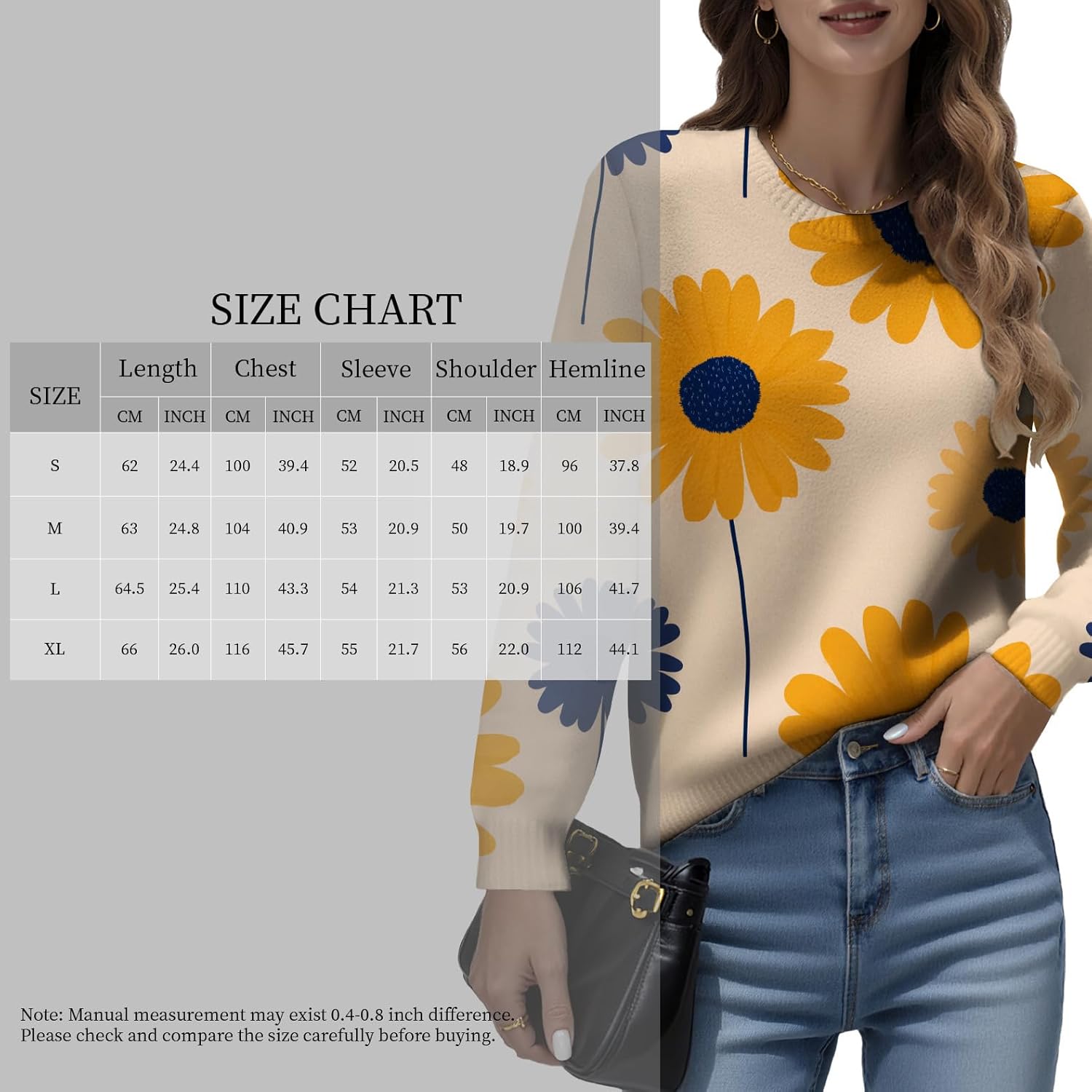 Women's Cable Knit Pullover Sweaters Dressy Casual Crewneck Crochet Jumpers Long Sleeve Colorful Graphic Print Sweater