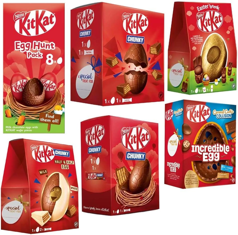 6 x Mixed Kit Kat Easter Egg Chocolate Packs (Milk Chocolate Medium