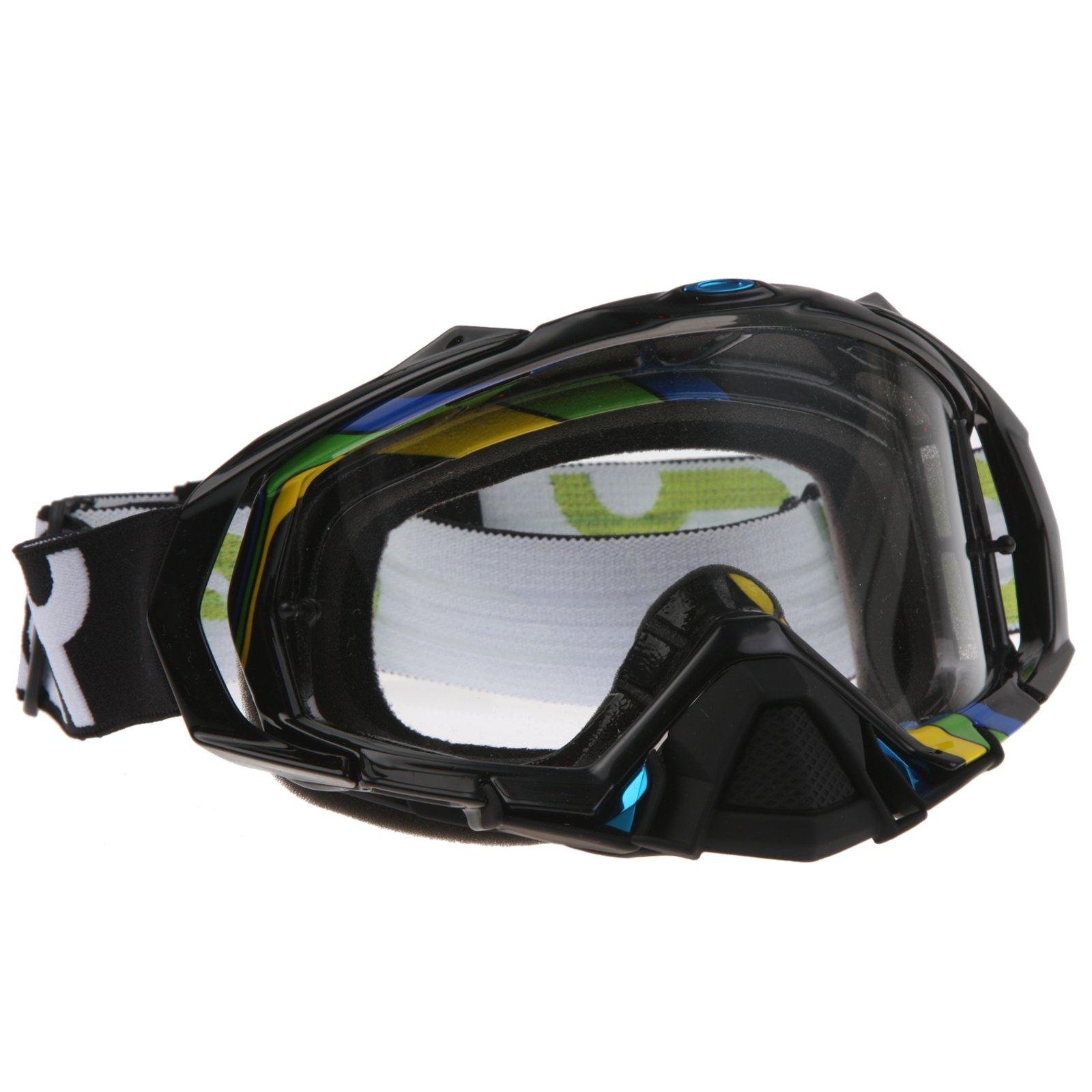 Oakley Mayhem MX Goggles with Clear Lens (Black Victory Stripes) Automotive