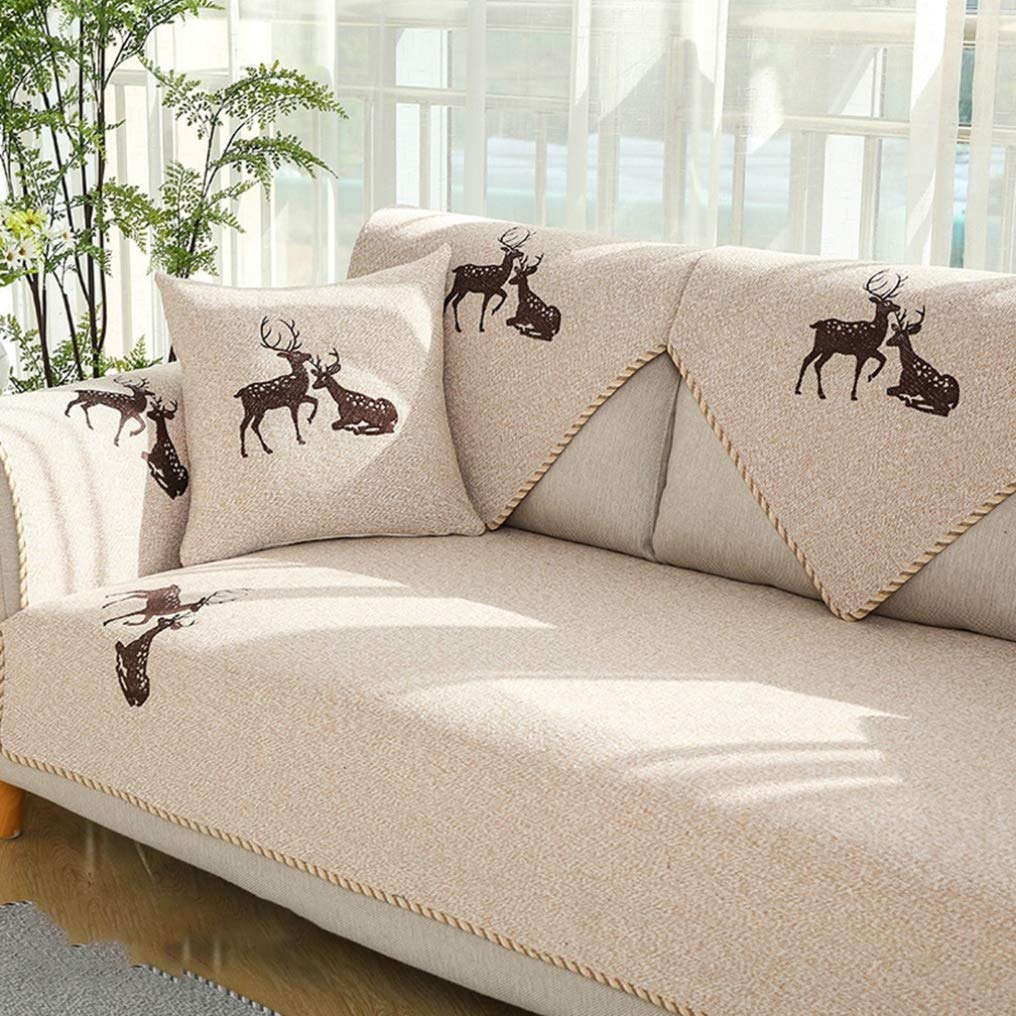 Amazon ソファーカバー マルチカバー カラー 可愛い 洗える 背もたれカバー 優しい肌触り 90 1 ラグマット 室内マット 出窓用 飾り キズ防止 ベージュ チェック柄 滑り止め 防汚 四季兼用 夏用 二人 三人掛け 可愛い ラグ ソファカバー ソファカバー マルチカバー