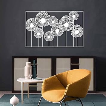 EANHIPE Metal Leaves Wall Decor, Leaf Metal Wall Art, Rustic Nature Wall Art, Abstract Leaves Wall Hanging, Modern Farmhouse Wall Decorations, House Decorations Living Room White, 35"x22"/90x56cm