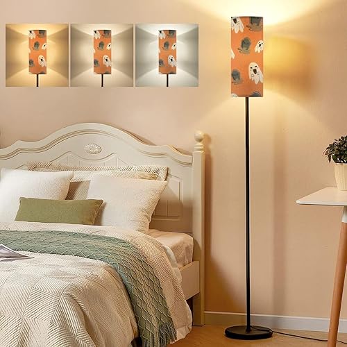 Miniatura 3 de AT5ZR4PD Modern Seamless Pattern Simbol minmal Halloween for Floor lamp Minimalist Standing Lamps Metal Pole Lamp Tall Lamps with Linen Shade Foot