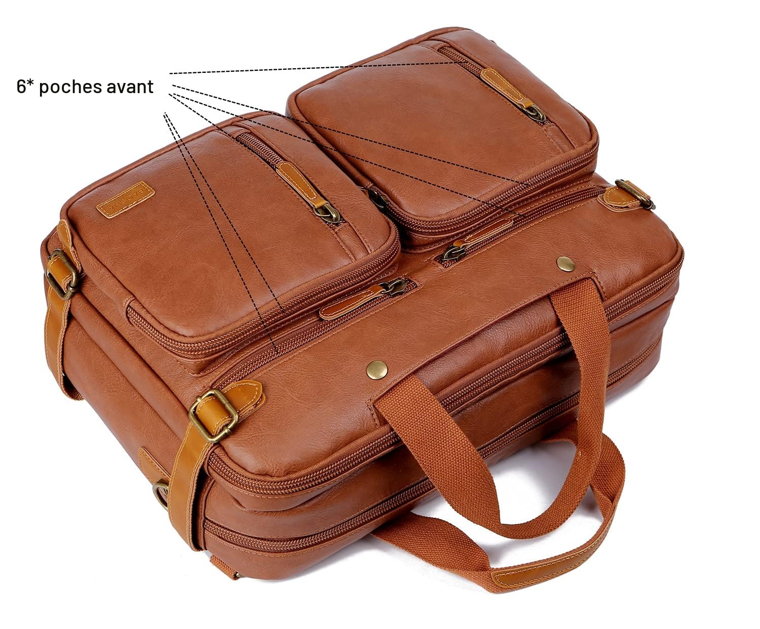 HB-22 Sacoche à dos hybride en cuir synthétique pour homme 17" Sac à bandoulière Business Sac à bandoulière polyvalent Sac à bandoulière pour homme