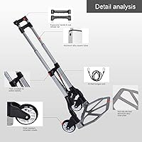 Vista 6 de FULLWATT - Carretilla de mano plegable de 264 libras de capacidad, de aluminio con mango telescópico y ruedas de goma