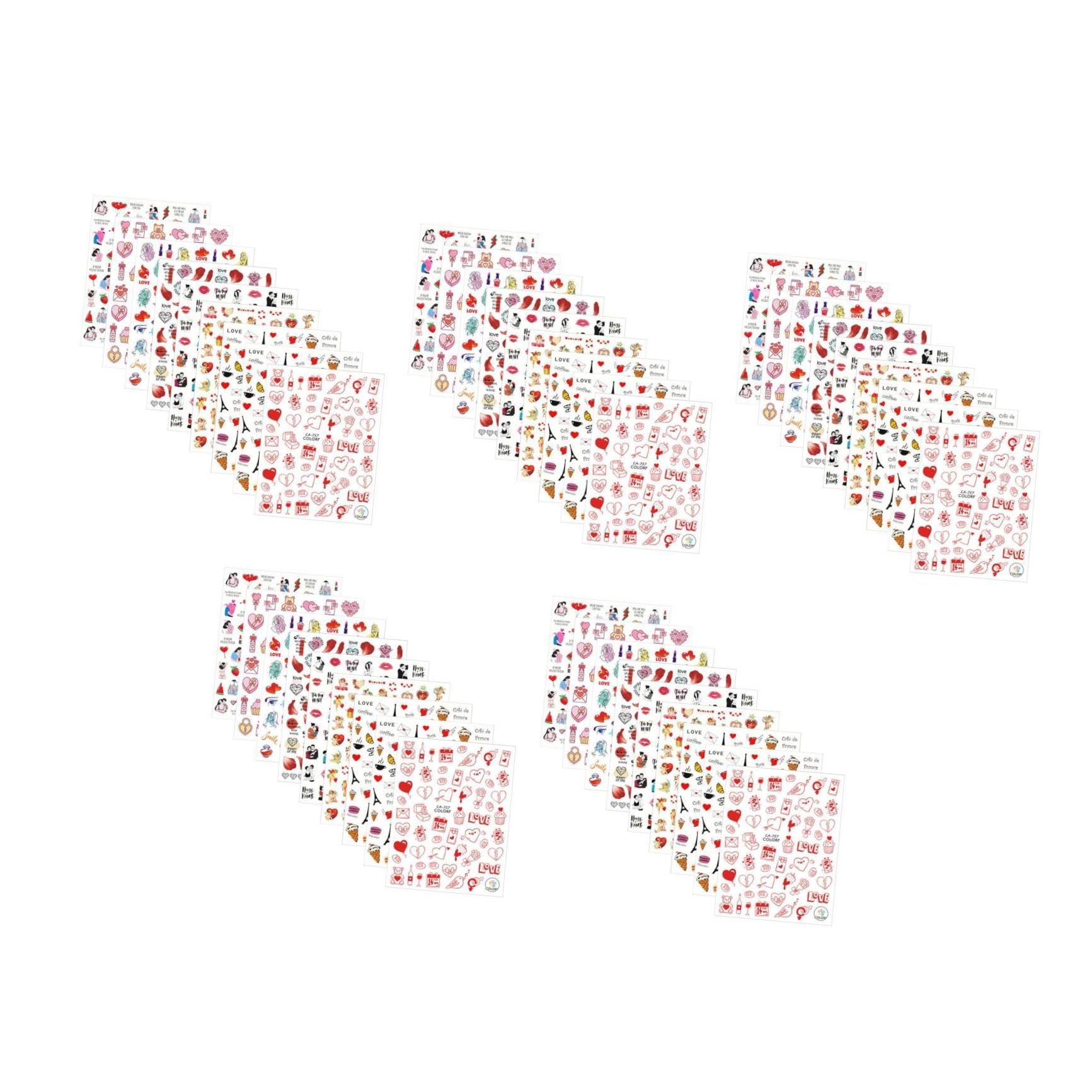 Beavorty 45hojas Pegatinas De Uñas Autoadhesivas Para San Valentín Decoraciones De Nail Art Temática De Cupido y Corazones Para Diseño De Uñas