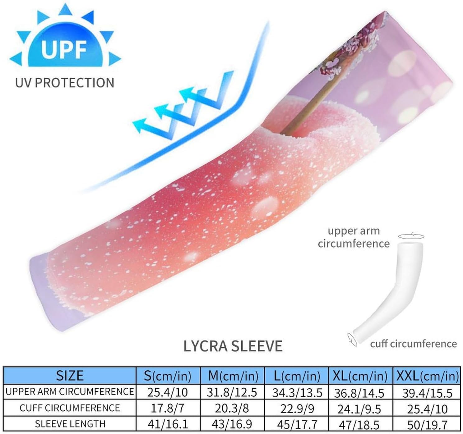 Peach Fruit Arm Sleeves Sun Protection Sleeves Sports Cooling Arm Compression Sleeve for Men Women