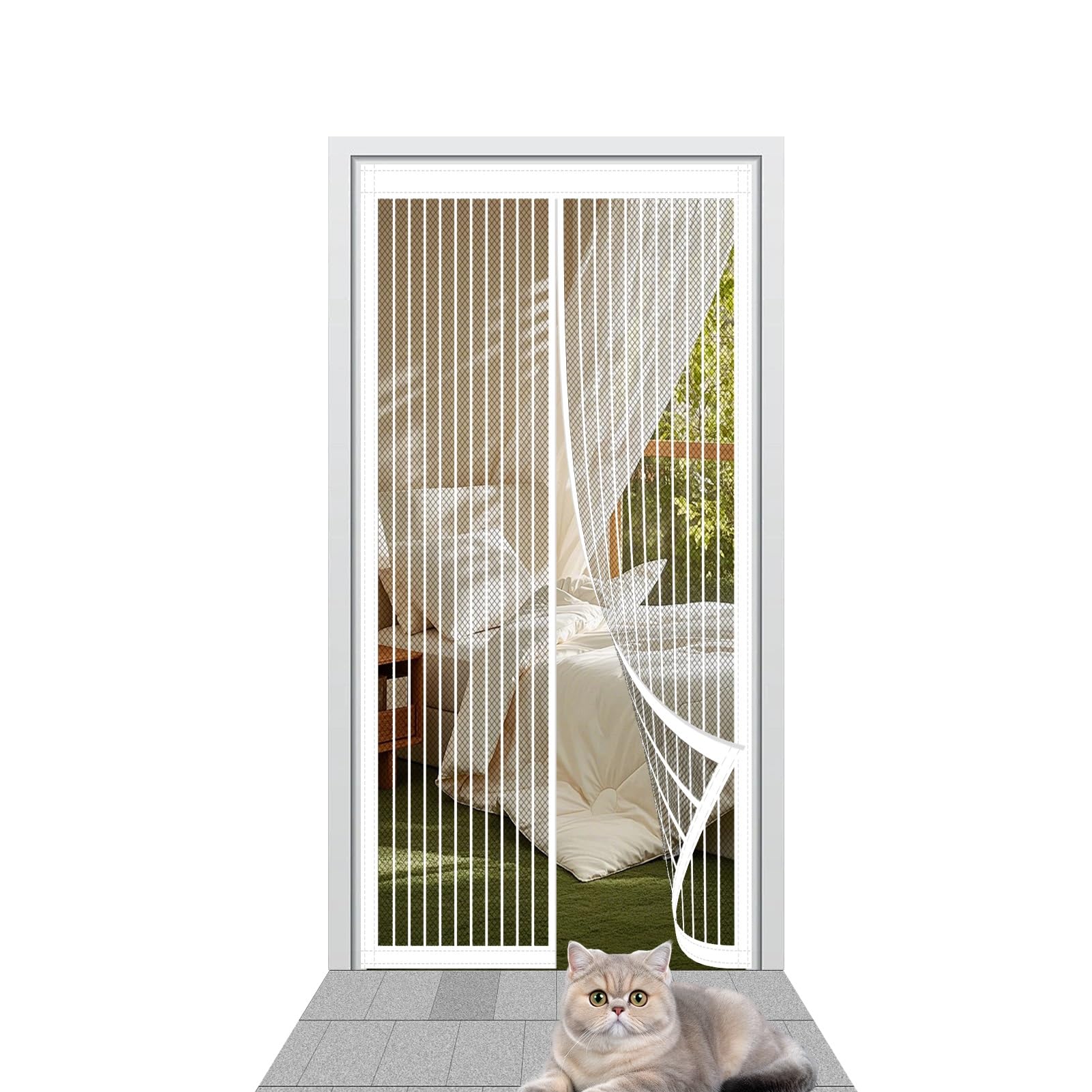 Amazon | 玄関カーテン マグネット式網戸 88 x 220 cm 自動で閉まる