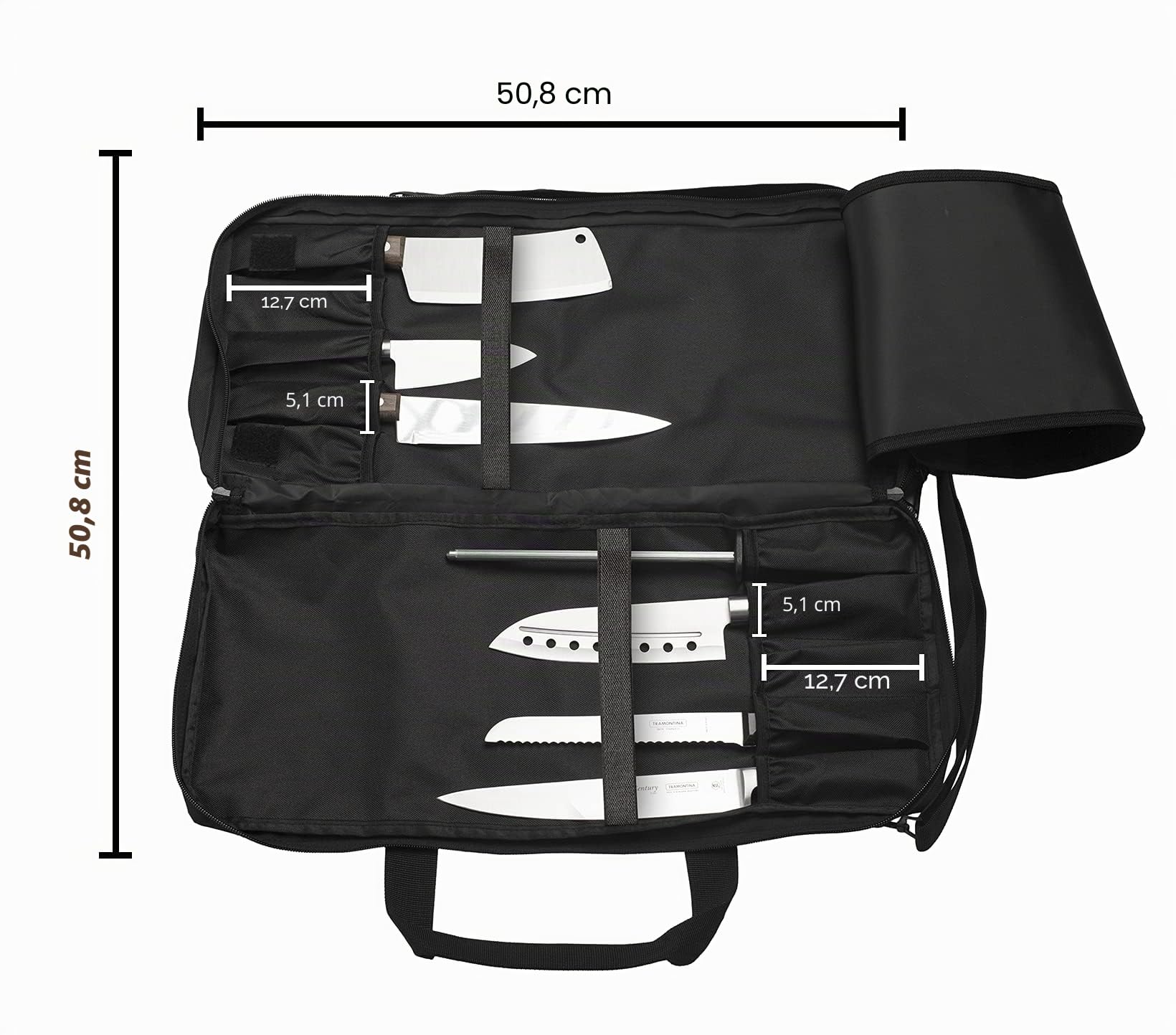 Everpride Borsa per coltelli da chef, contiene 20 coltelli e ampio scomparto con cerniera per utensili da cucina, resistente, grande, coltelli non inclusi