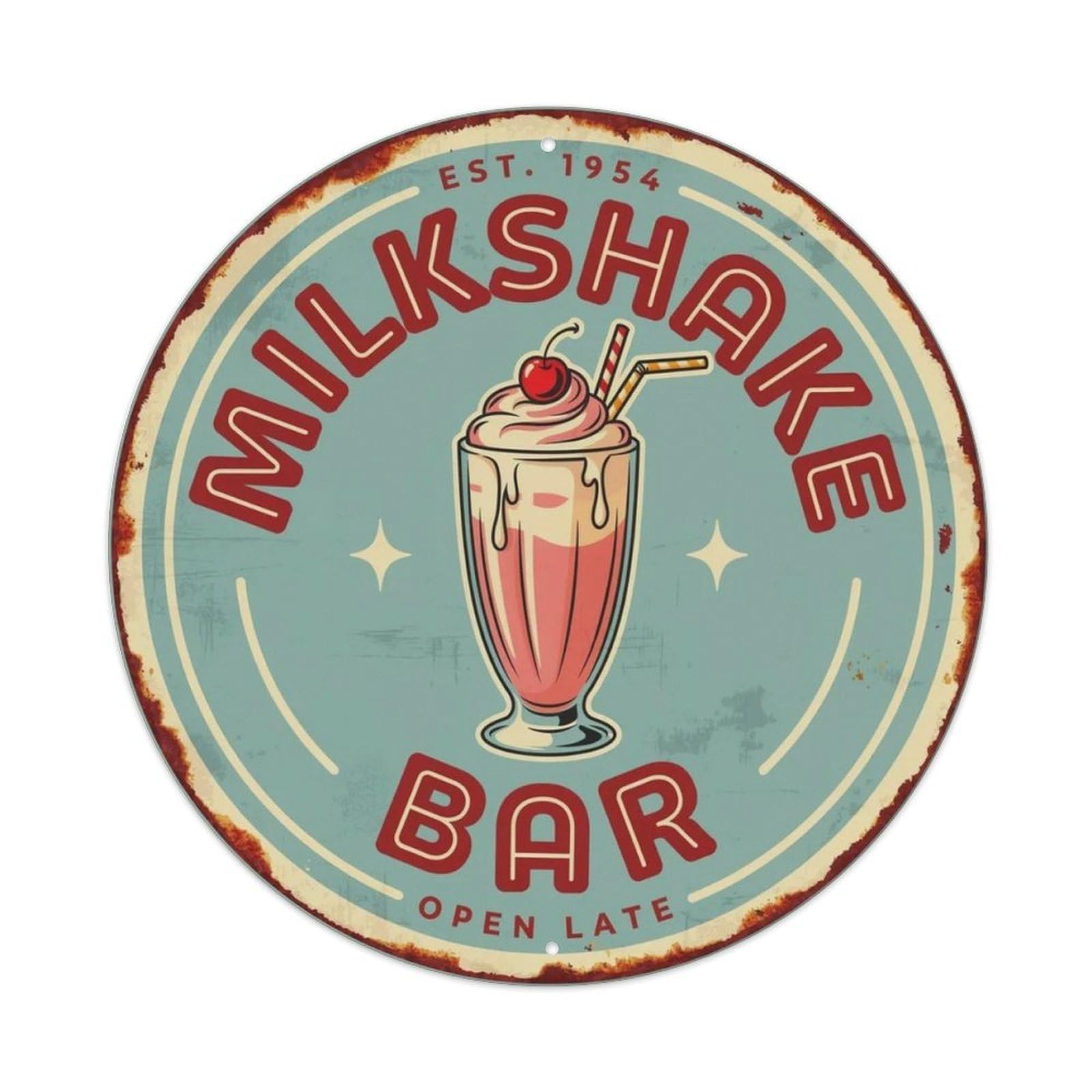 Milkshake Bar Retro Diner Metal Tin Sign Plaque