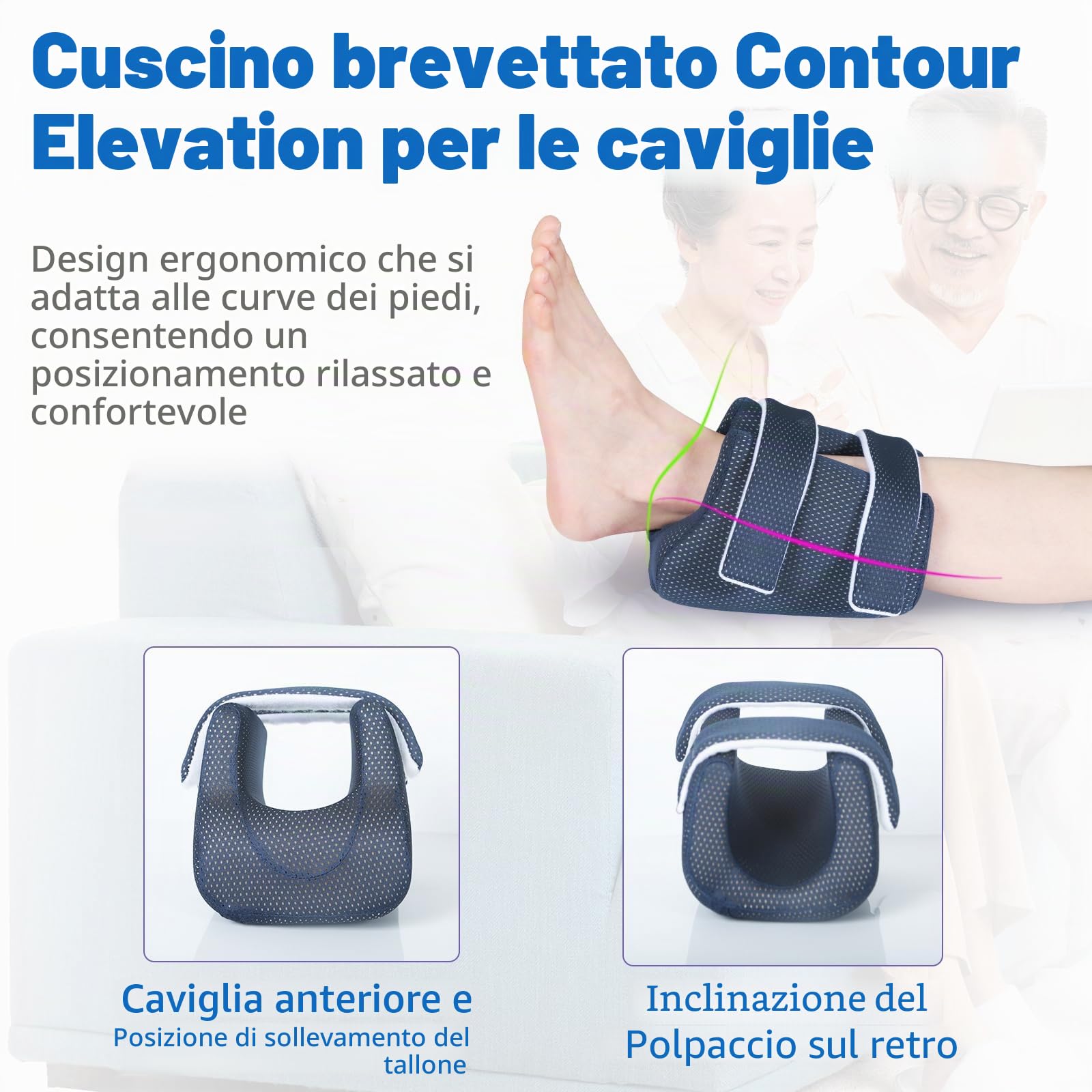 Protezione per tallone 3D per piaghe da decubito, cuscino rialzo alla caviglia, cuscino per piaghe da decubito, cuscino per il tallone per alleviare il dolore al tallone, 1 pezzo (confezione
