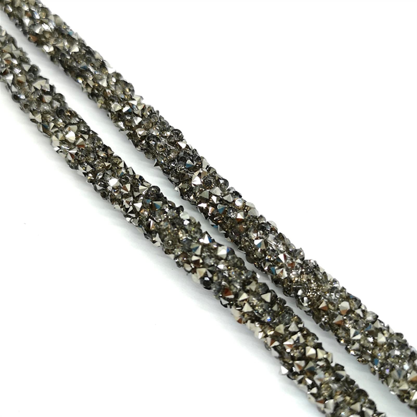 ACiyD Strassband 1 Yard 7 mm Strassrohrschnur Seil Harz Strasskette zum Aufnähen Borte Hochzeitskleid Kostüm Applikation Strasskette zum Basteln (Color : Grey, Size : One Size) (Grey One Size)