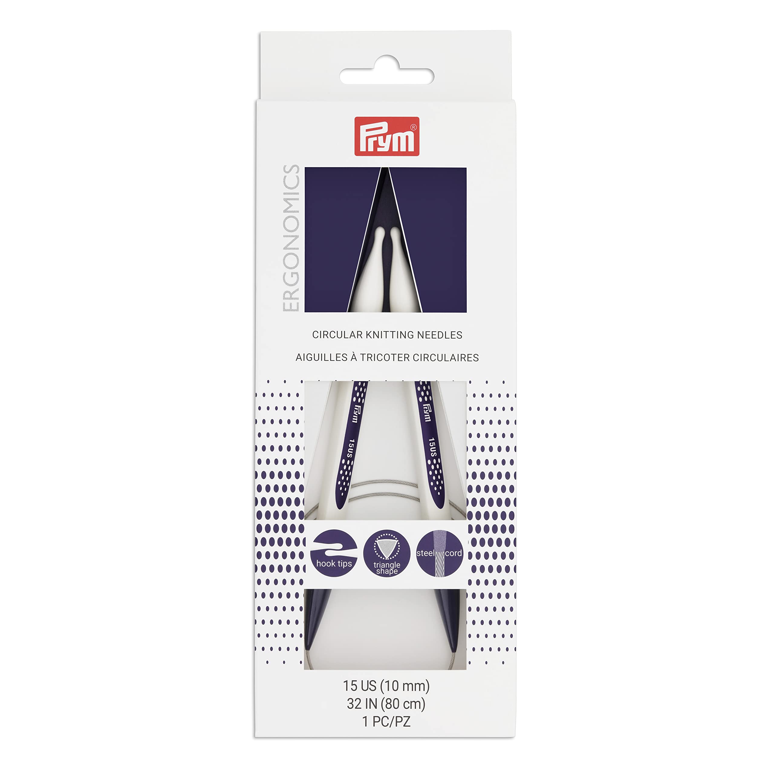 Prym Circular Needle 32" 15, Plastic Alloy Steel, Size 15/10mm, One Size