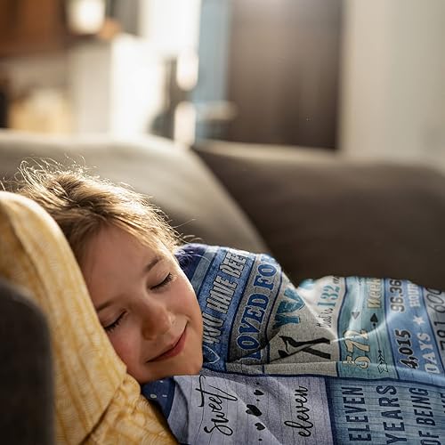 Miniatura 3 de Julazy Manta de cumpleaños de 60 x 50 pulgadas, decoraciones y regalos de cumpleaños número 11 para niños y niñas