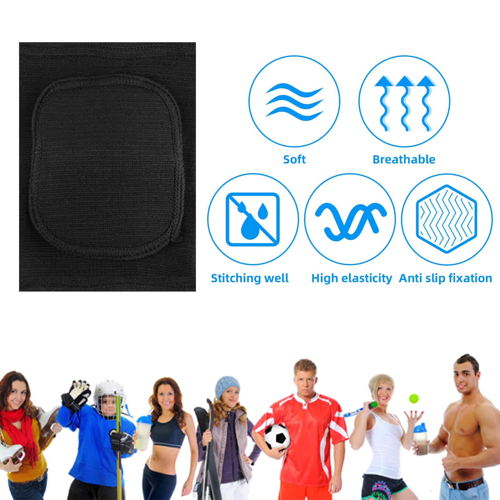 1 Pair Tandem Volleyball Elbow Pads, Arm Brace Pads One Size, Black 5 thumbnail image