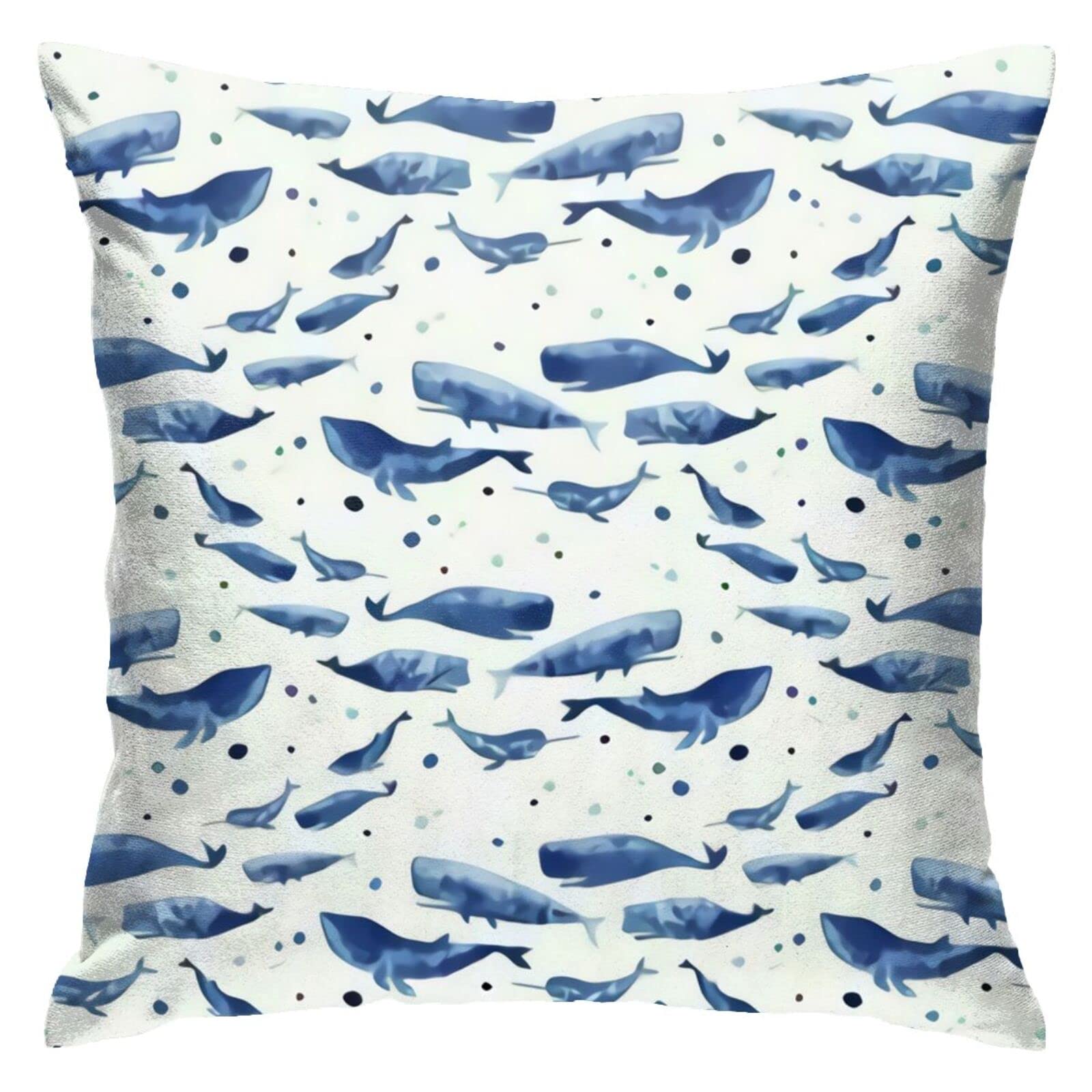HUYGD Cushion Cover Blue Whale Sperm Whale 45X45Cm Cushion Case Soft Throw Pillow Case Funky Pillowcase For Car Decor Housewarming Gift Garden