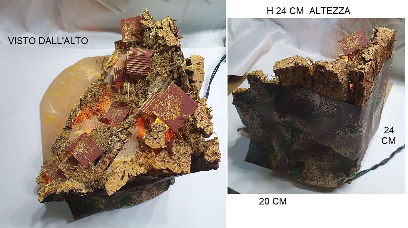 Krippe Komplettset Eckig ArtG1 24 x 20 cm Höhe 22 cm Holz und Kork mit oder ohne Hirten ohne 11 Schäfer 6 cm Kunststoff oder Terrakotta San Grigorio Armeno Tempel Ecke