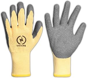 Gants isolés électriques, résistance à la tension de 400V, gants de travail à haute tension, gants d'isolation ignifuge avec design antidérapant en caoutchouc