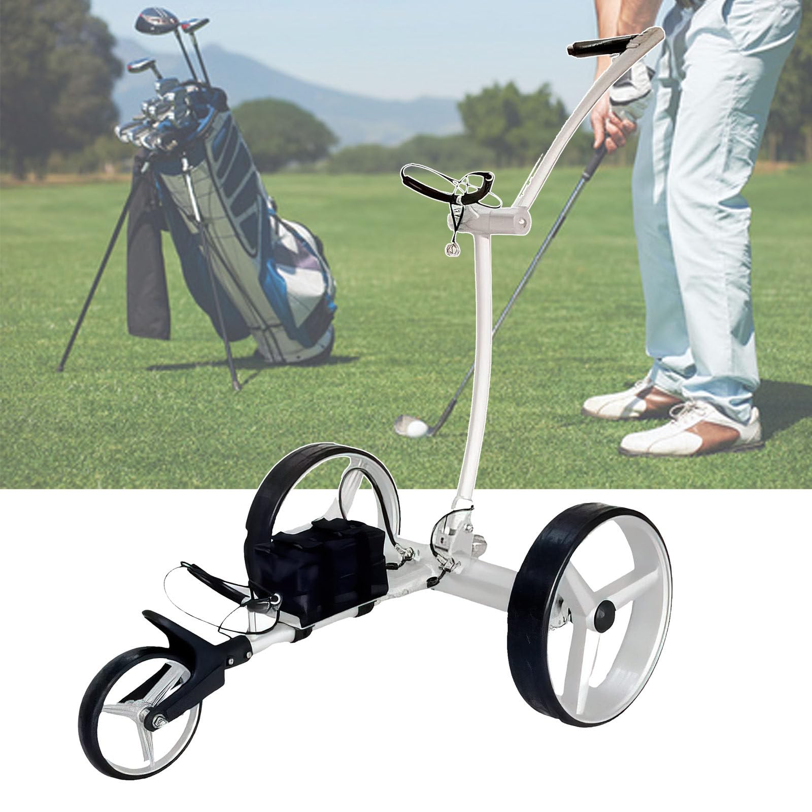 Buy Electric Golf Trolley, Electric Golf Push Cart Foldable 3 Wheel