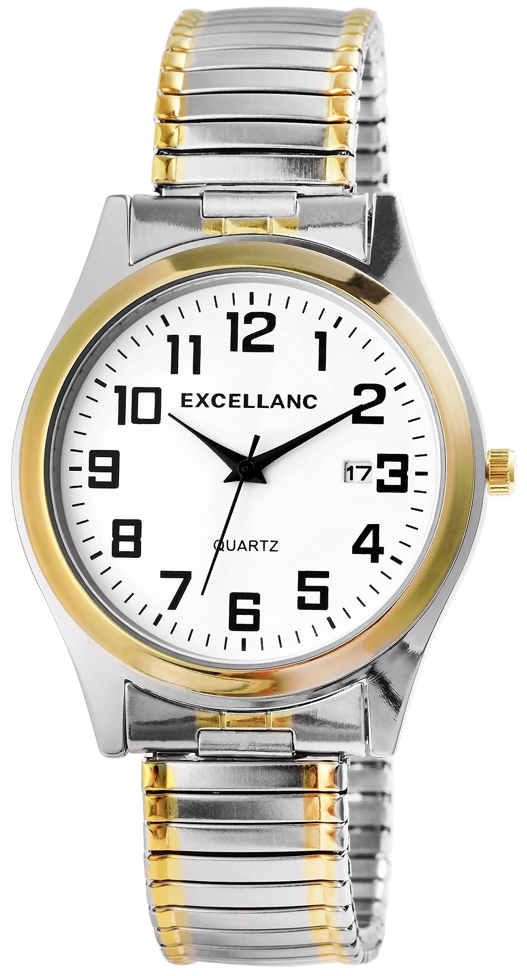 Excellanc Herren-Uhr + Edelstahl Comfort Fit + Quarz Datum 2700021