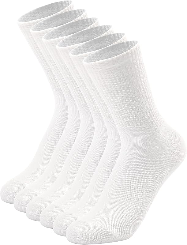 DOKUTOKU 3-12 Pack Womens Crew Socks Size 6-9 Light Weight Thin Casual Calf Socks