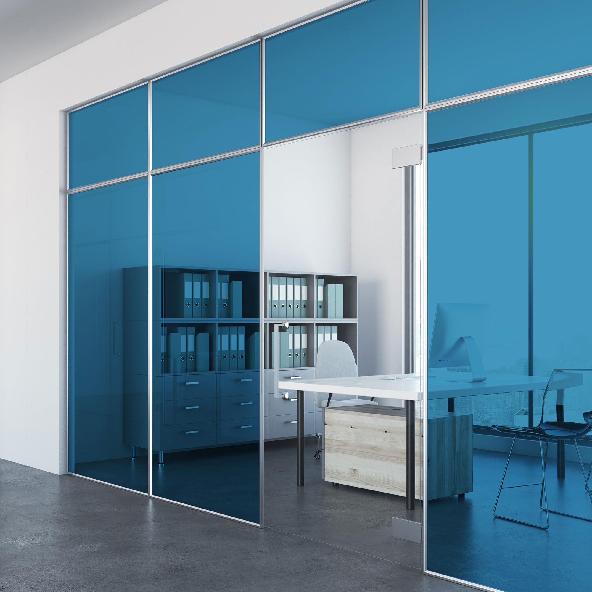 Abode Window Films Azure Transparent Stained Glass Window Film 50Cm X 500Cm, Pvc Self-Adhesive Decorative Window Film, Uv Glass Protection & Easy Application