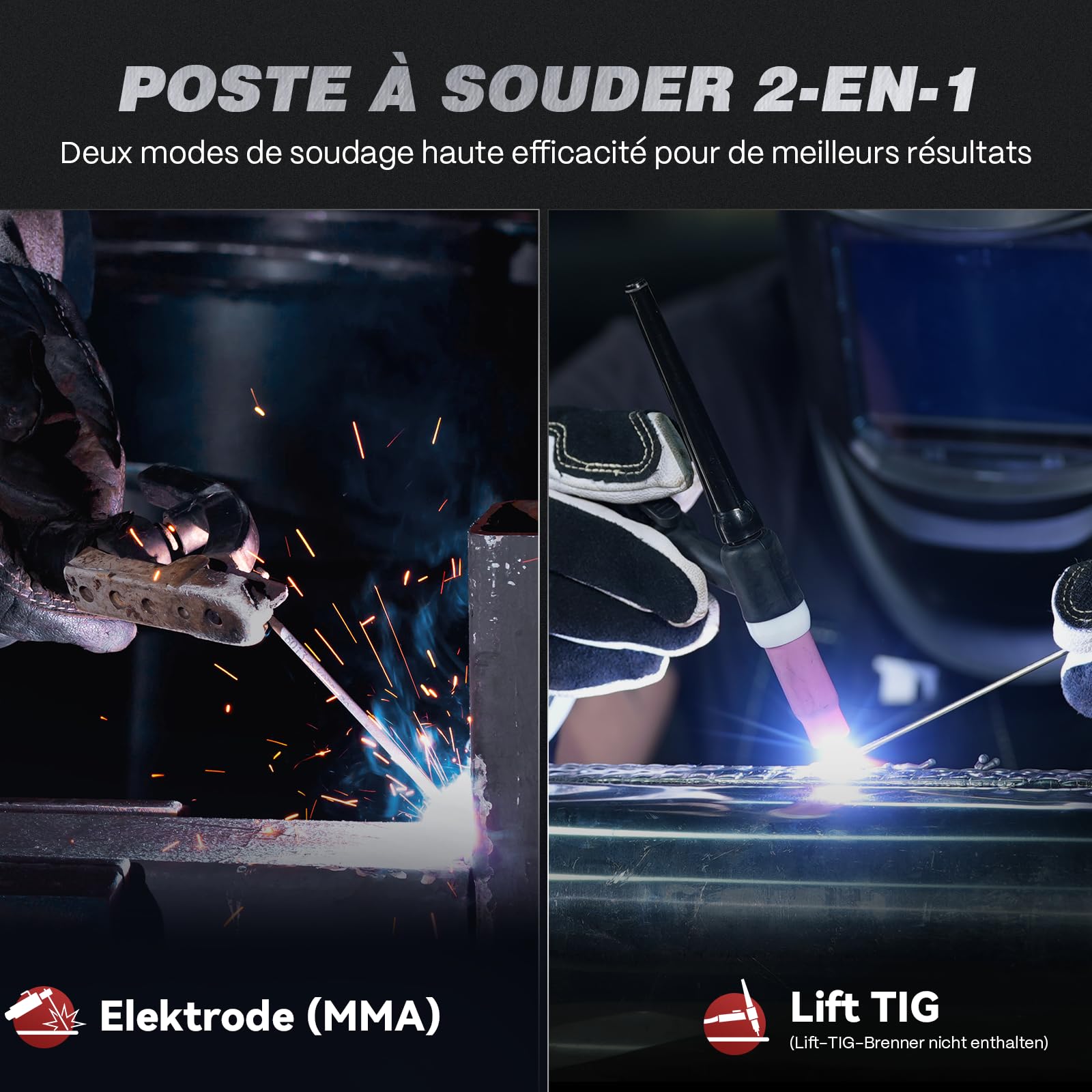 ARCCAPTAIN Schweißgerät ARC 200A mit LED-Anzeige SYN Steuerung, Elektroden Schweißgerät Stützen mit Lift TIG, Inverter Schweißgerät MMA IGBT, Tragbar und kompakt, Anti-Stick, Überhitzungsschutz