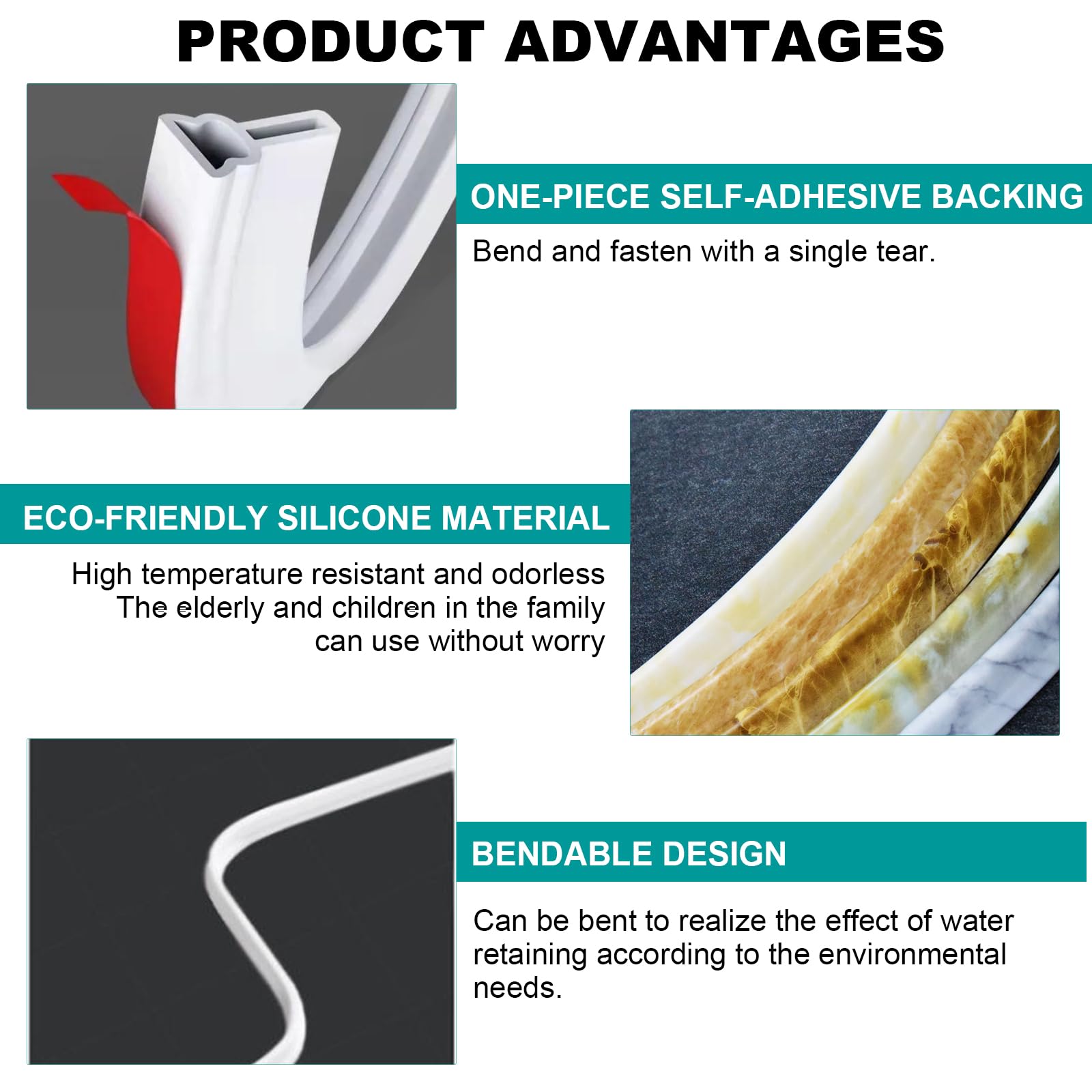 Barriera Doccia Autoadesiva 2m - Ferma Acqua, Silicone Per Bagno, Angoli Vasca E Lavabo, Bianco