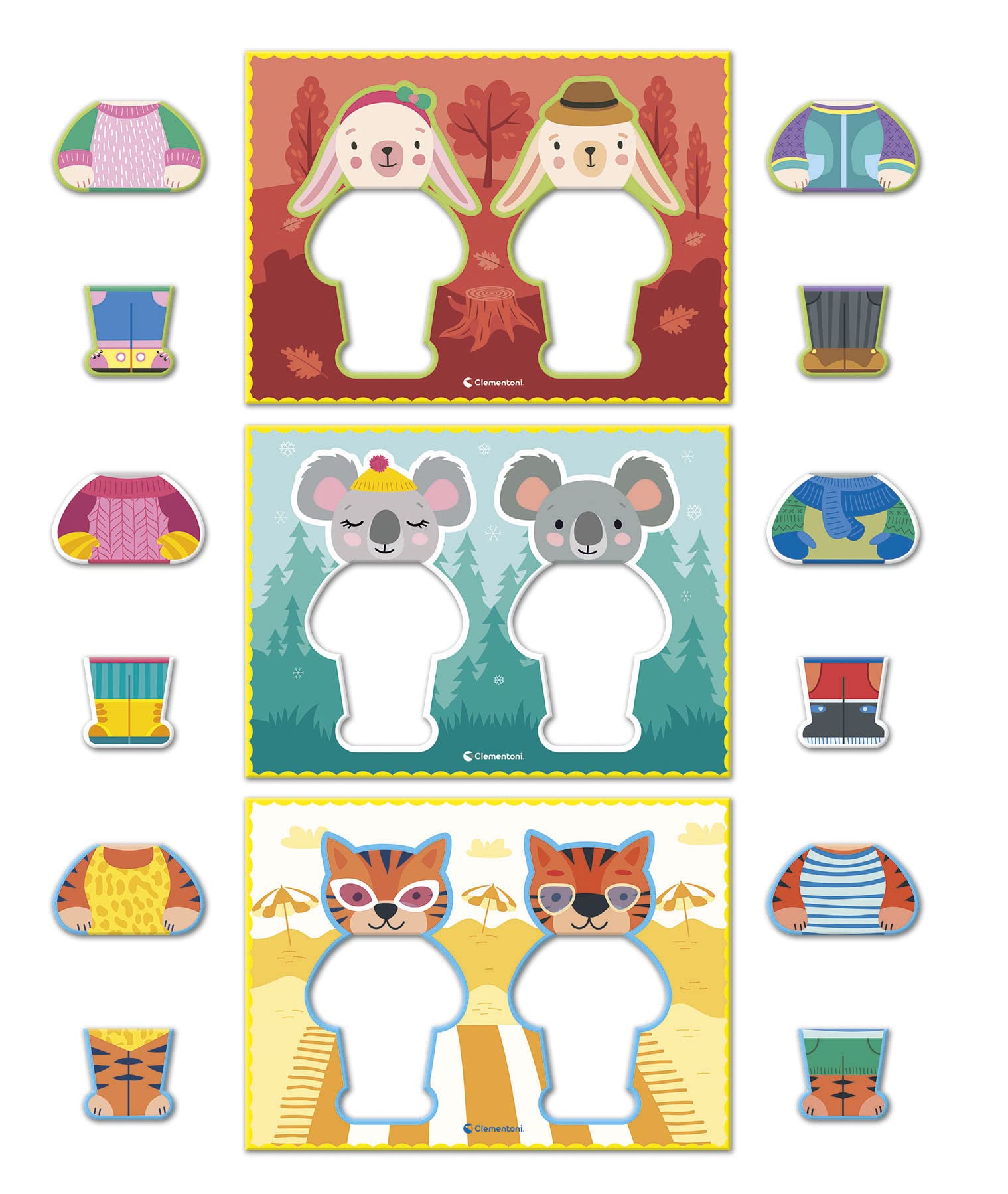 Clementoni Sapientino - Come Mi Vesto?, Gioco Educativo Bambini 2-4 Anni, Flashcards con Animali e Vestiti Intercambiabili per Stimolare Logica e creatività, Made in Italy, Lingua Italiana, 16766